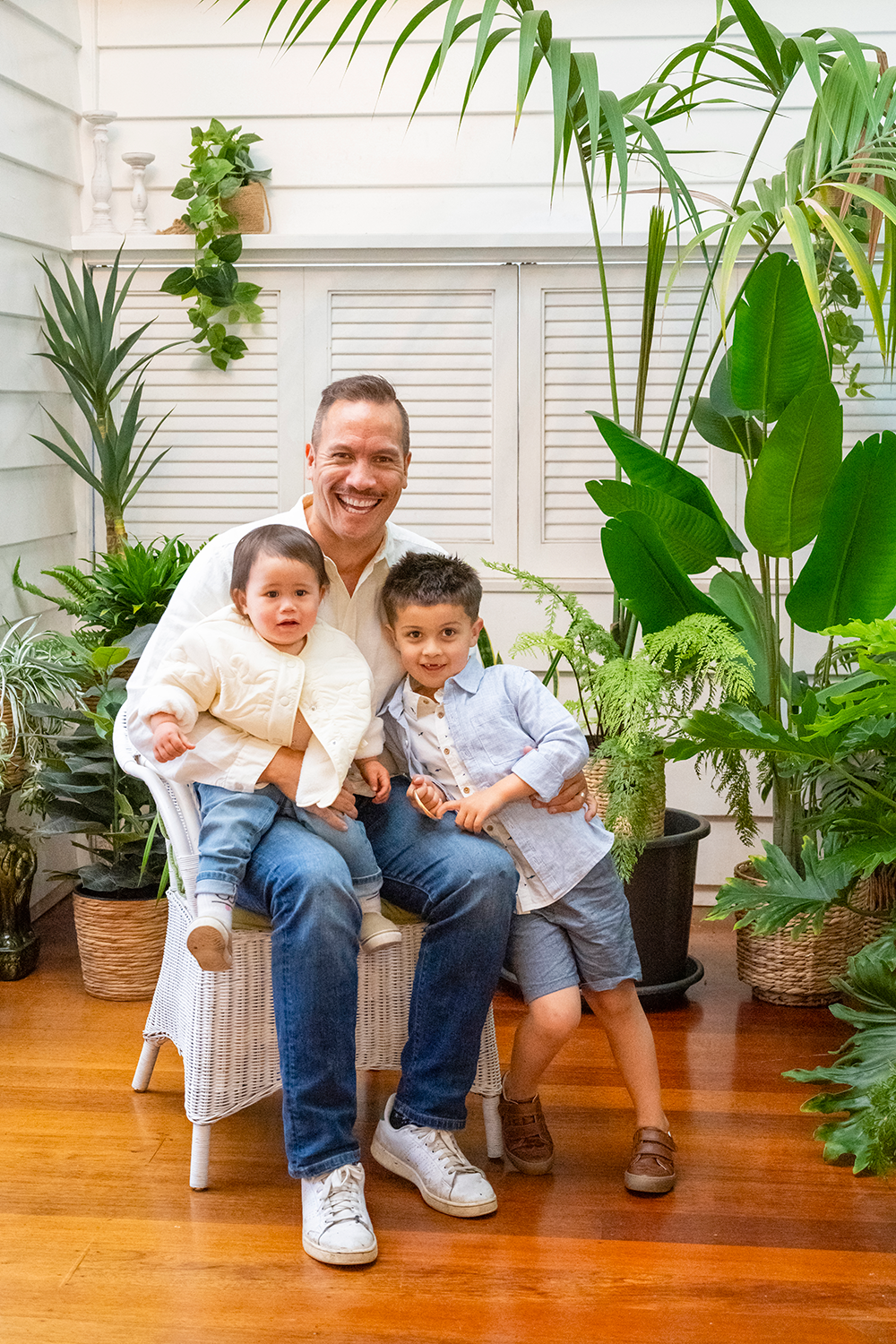 Tāmati found himself in the fortunate position of being able to stay home with his son and daughter. Photo / Tracey Scott