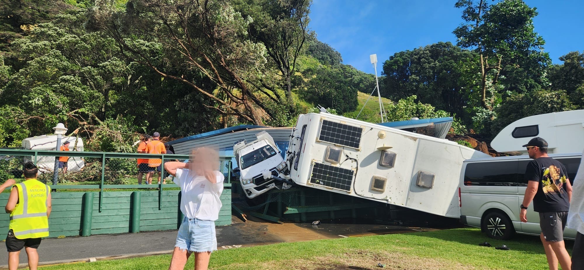 Photos taken in the immediate aftermath of the Mount Maunganui landslide. Photo / Bill Baker