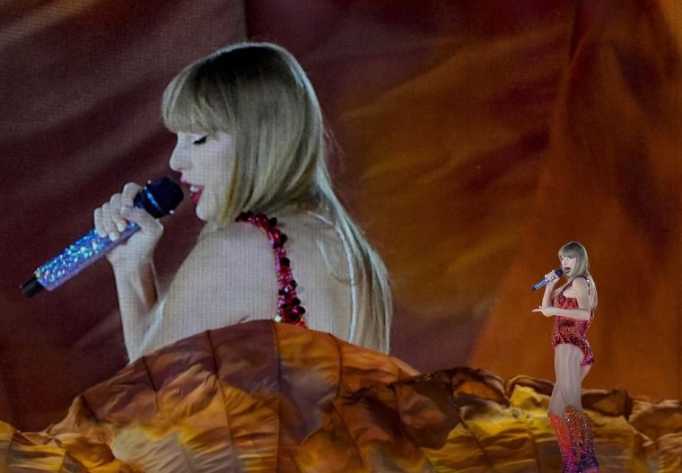 Taylor Swift performing in Paris. Photo / AP