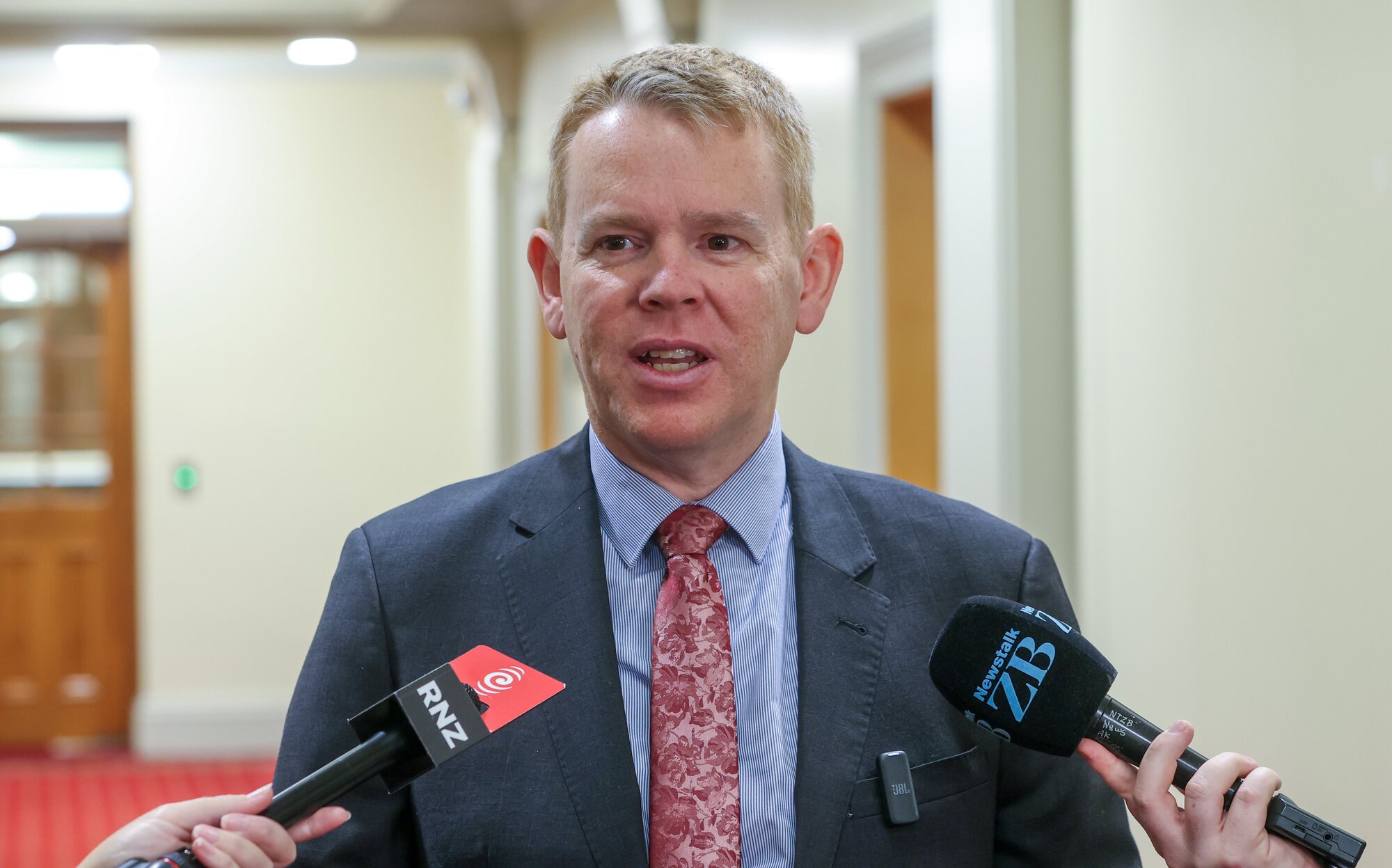 Labour leader Chris Hipkins speaks to media at Parliament in Wellington today. Photo / Mark Mitchell











