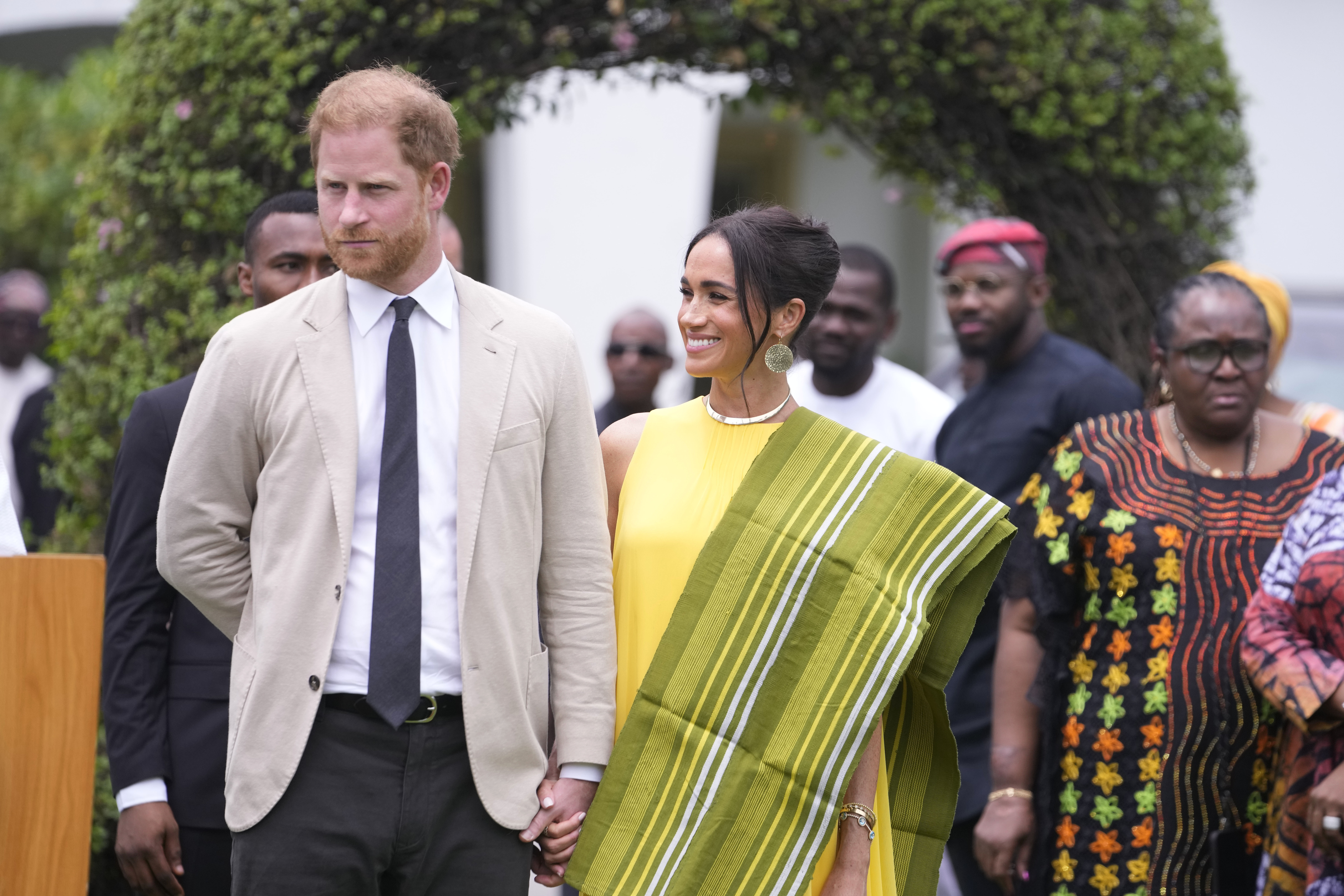 The Duke and Duchess of Sussex are visiting the West African nation for the first time. Photo / AP
