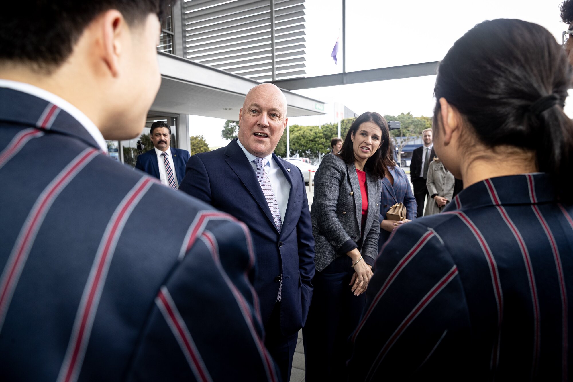 Prime Minister Christopher Luxon and Education Minister Erica Stanford visit Botany Downs Secondary College. Photo / Dean Purcell