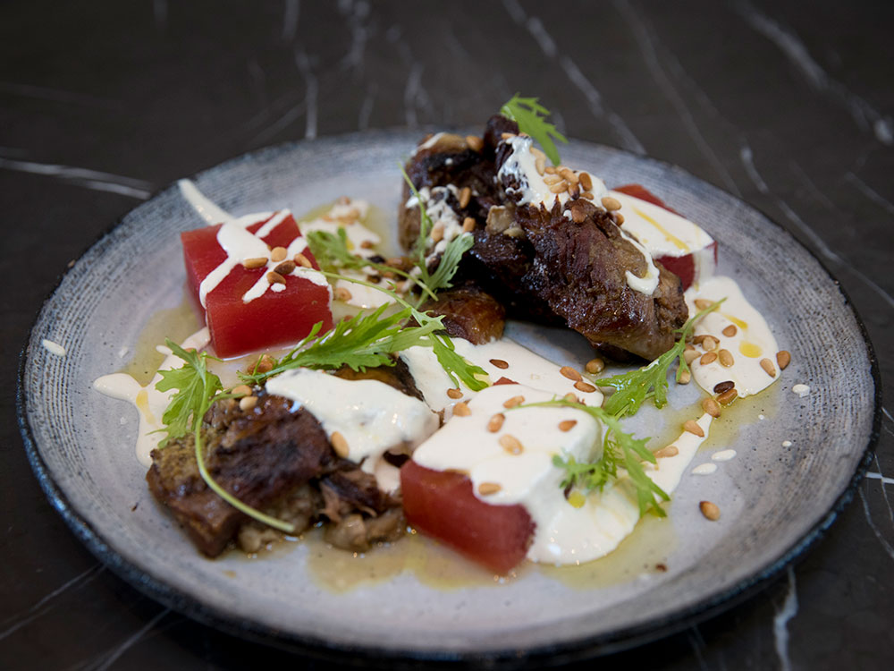 The lamb shoulder with compressed watermelon. Picture / Dean Purcell