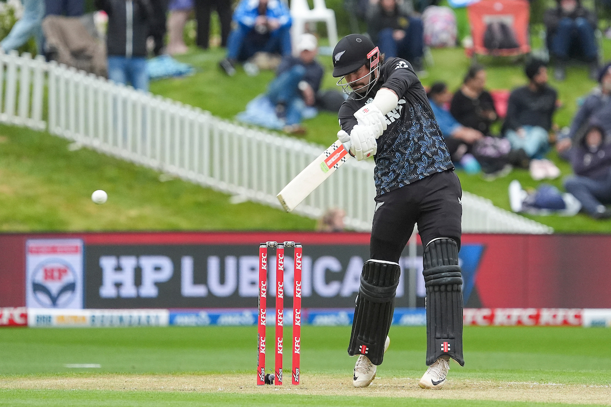 Tim Robinson bats against the West Indies in Dunedin. Photo / Photosport