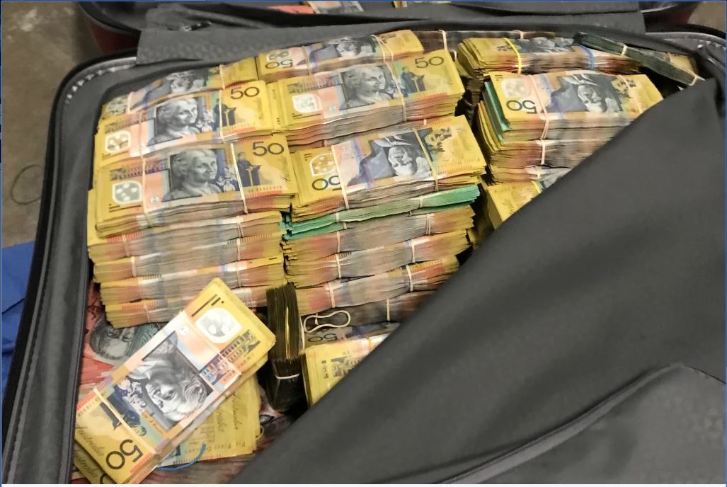 New South Wales police seized A$2.5 million found in a storage unit linked to the Comancheros in Sydney. Photo / Supplied