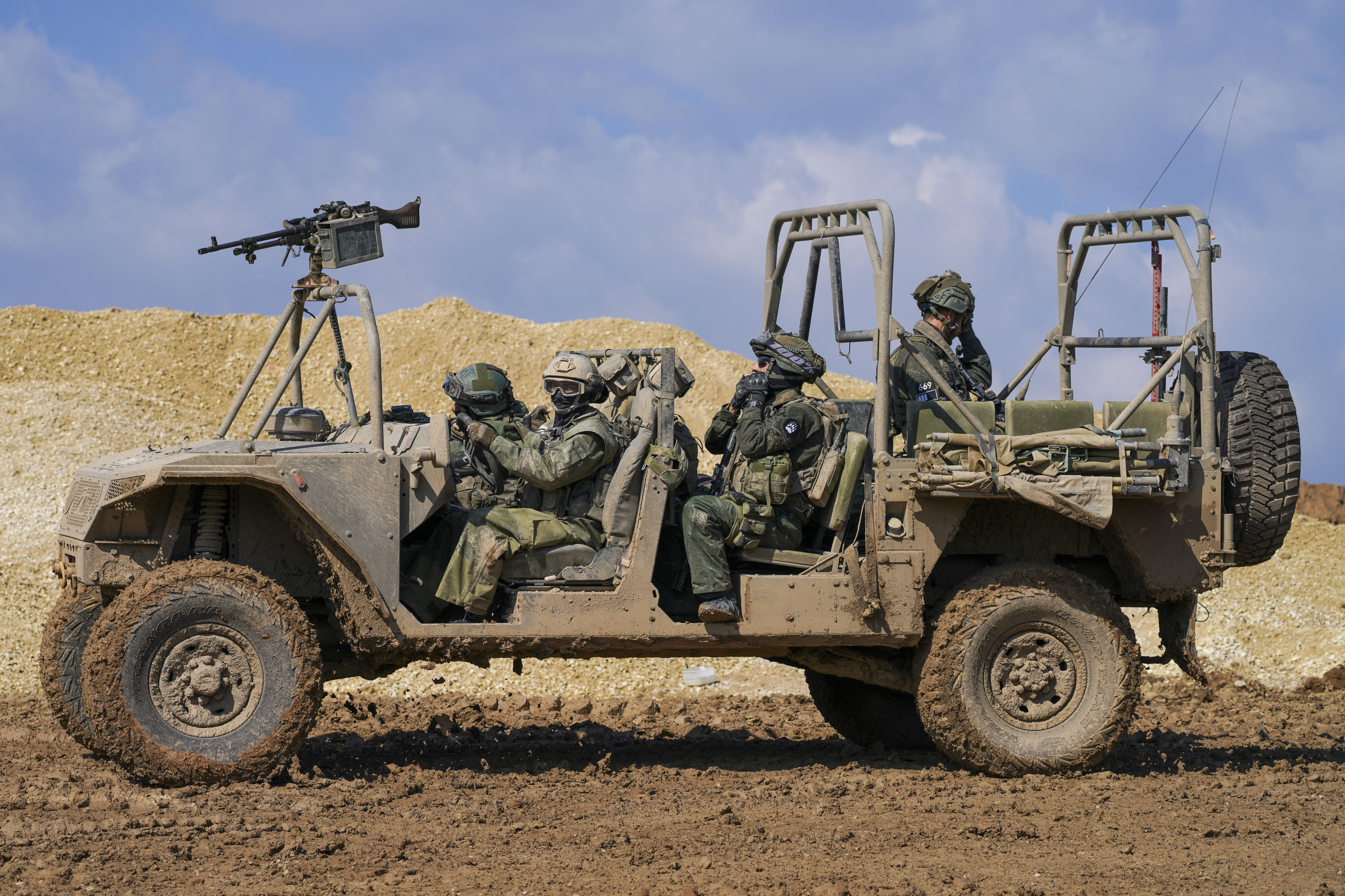 Soldiers on patrol in southern Israel near the border with the Gaza Strip. Photo / AP