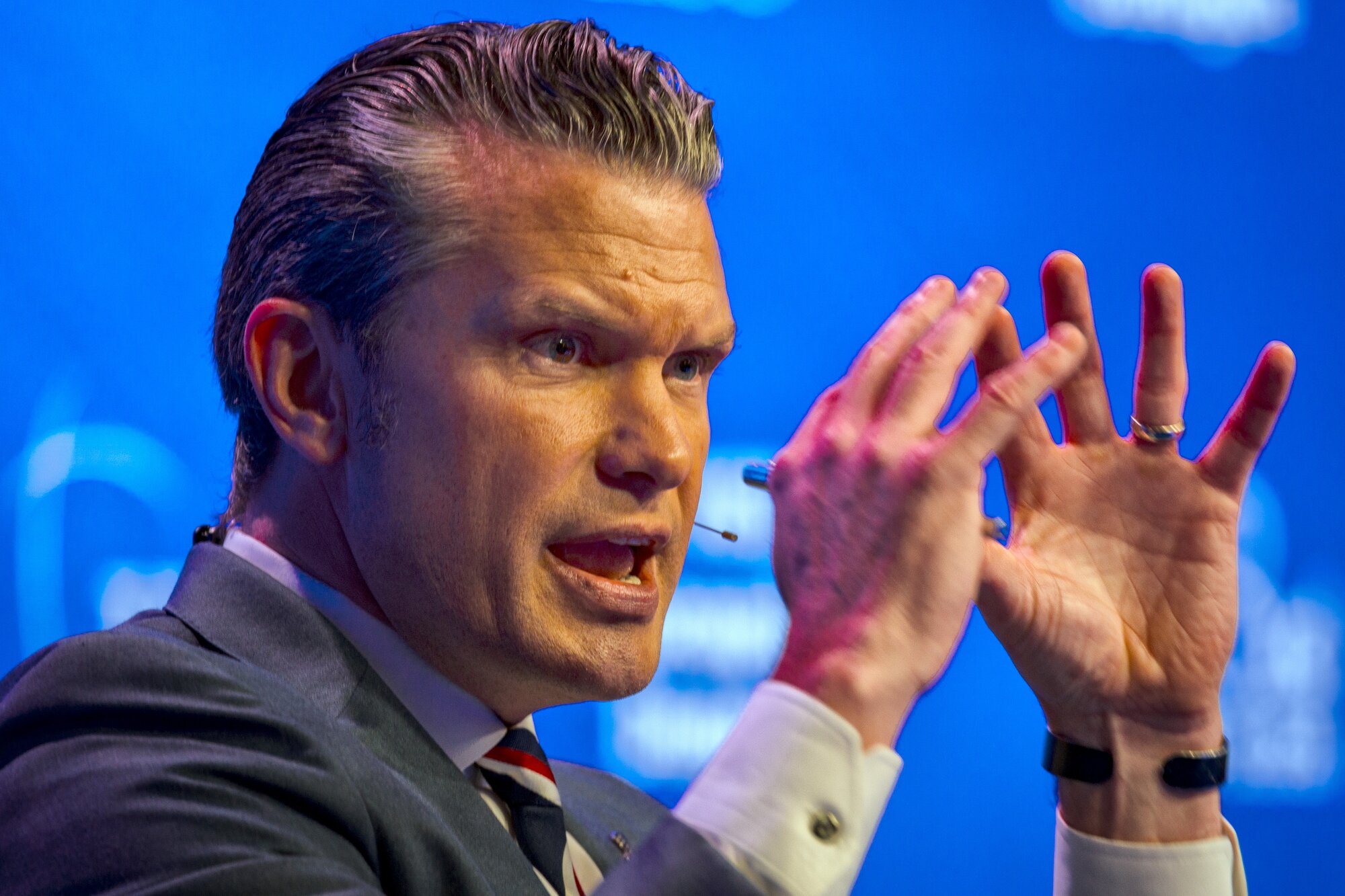 US Secretary of Defence Pete Hegseth criticised New Zealand and other countries for not spending enough on defence when he spoke at a summit in Singapore last month. Photo / Ezra Acayan/Getty Images 
