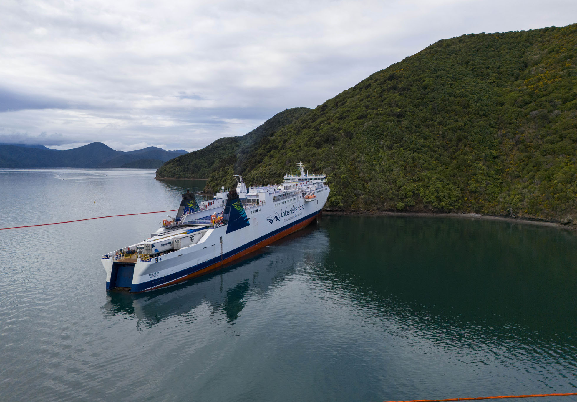 The stranded Interislander ferry Aratere. Photo / Tim Cuff