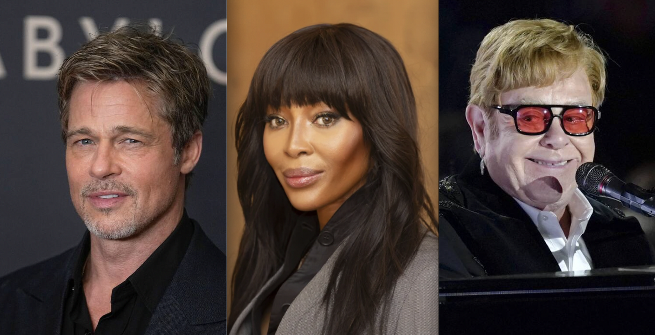 Brad Pitt, Naomi Campbell and Sir Elton John have all spoken candidly about their sobriety journey. Photo / AP