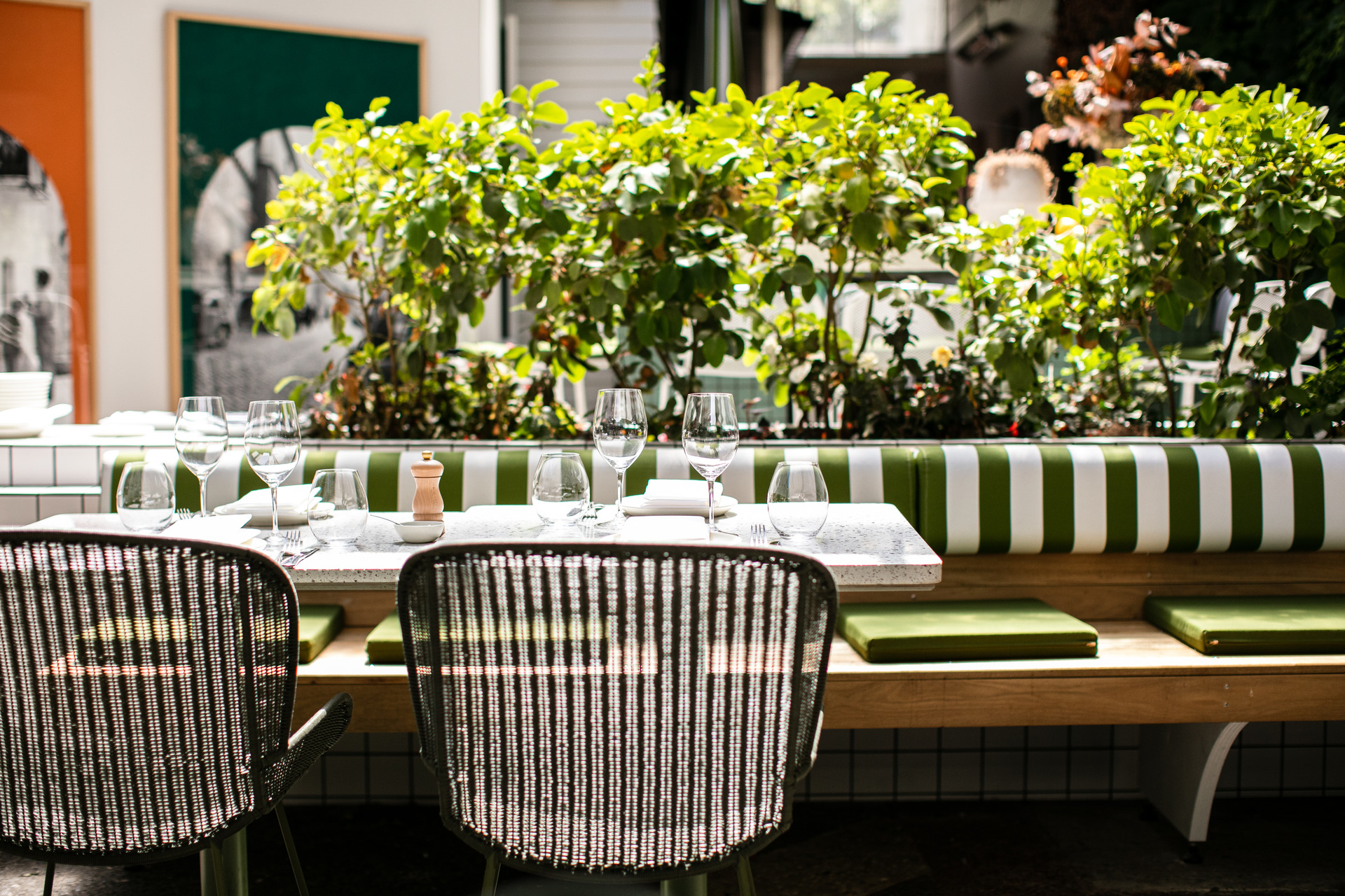 Outdoor table settings at Non Solo Pizza. Photo / Babiche Martens