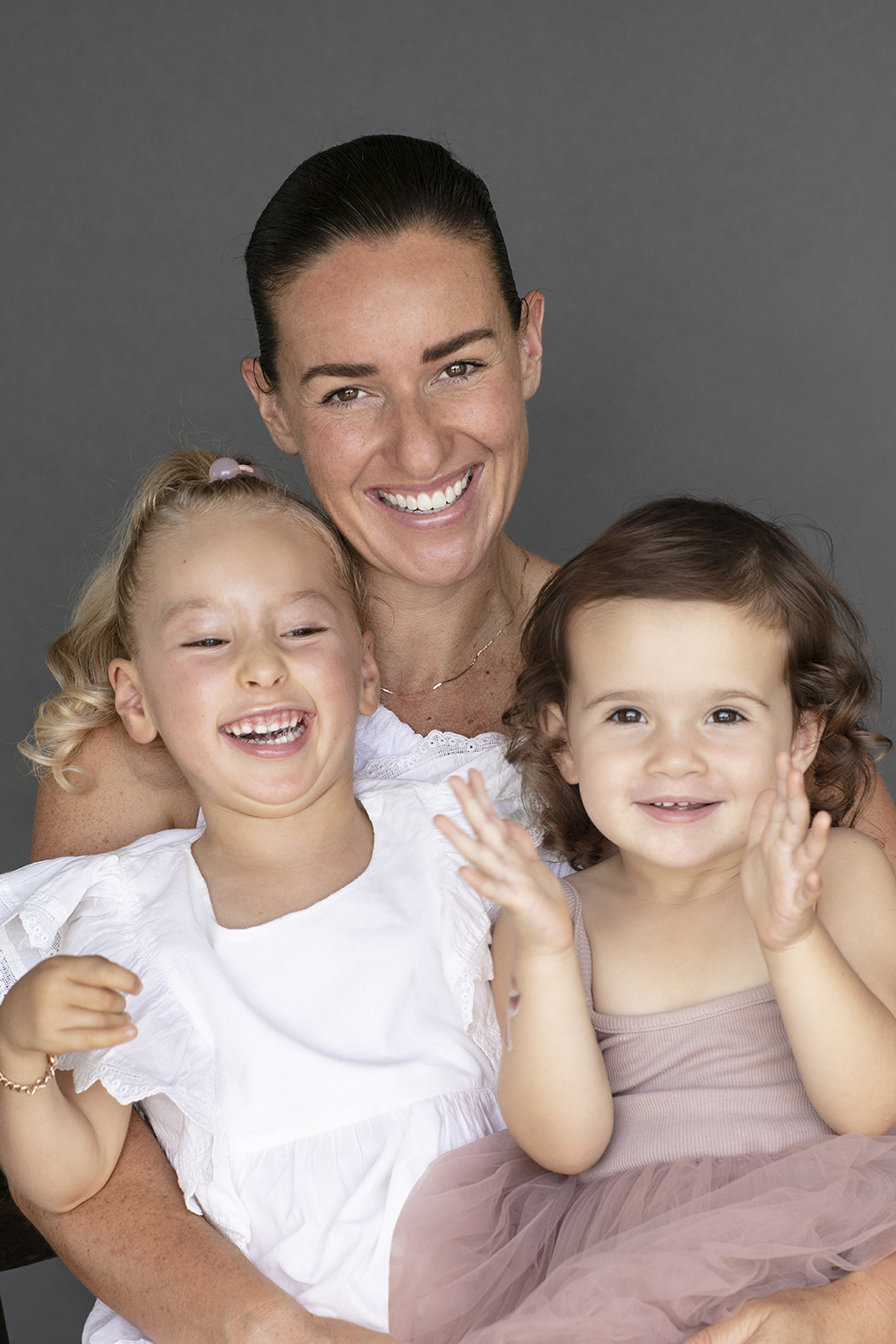 Mimi Gilmour Buckley with her daughters Olympia (left) and Octavia. Photo / Babiche Martens