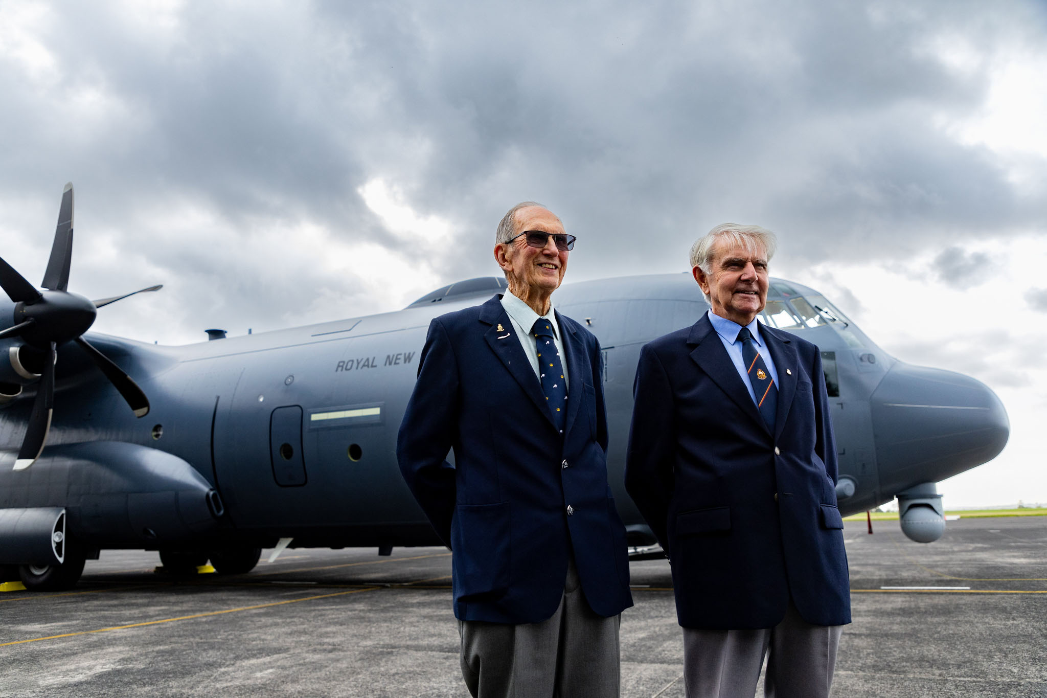Bob Howe, left, and Kevin Sturgeon were part of the crew that flew the first Hercules to New Zealand. Photo / Michael Craig