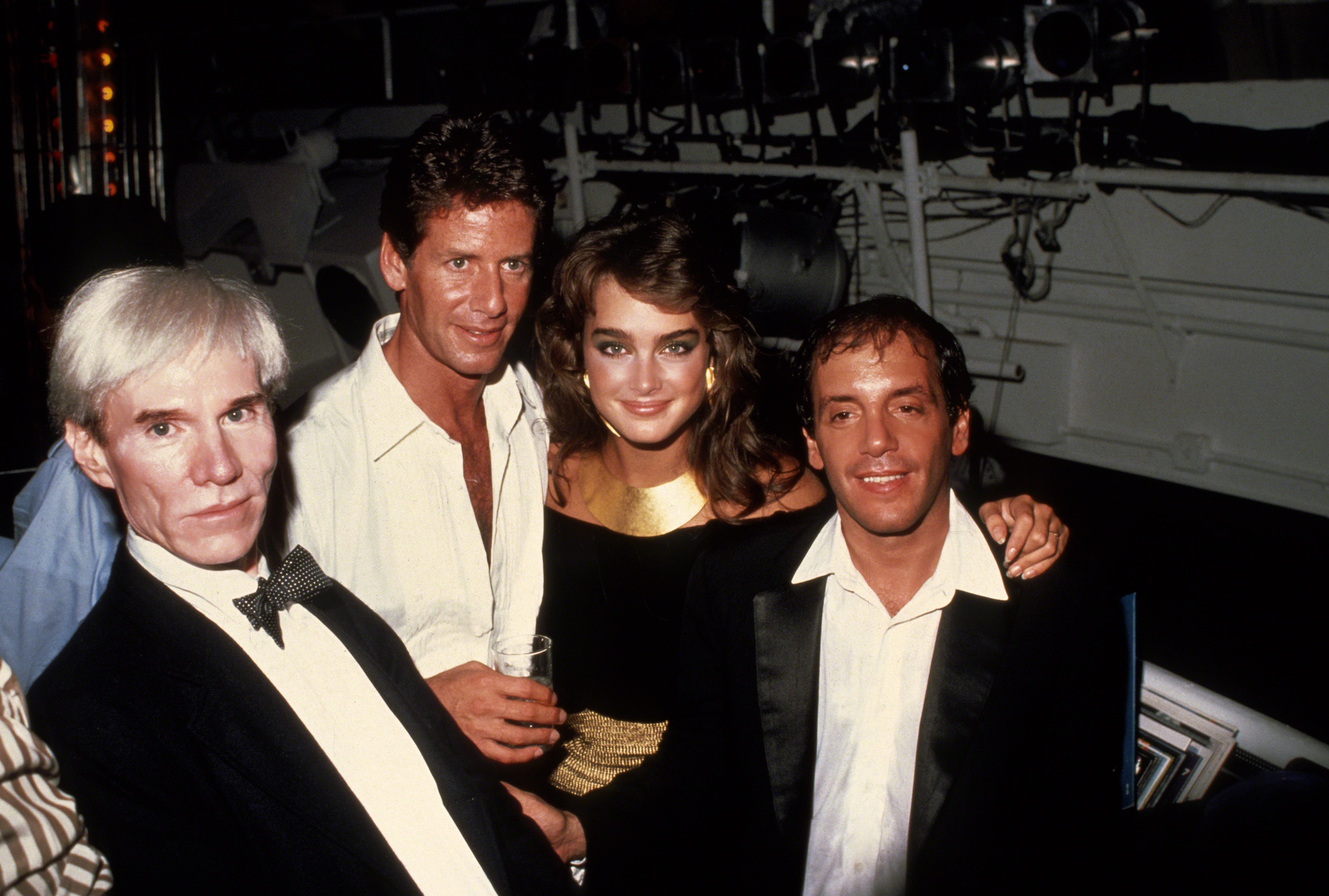 Andy Warhol, Calvin Klein, Brooke Shields and Steve Rubell at Studio 54 circa 1981 in New York City. Photo / Getty Images