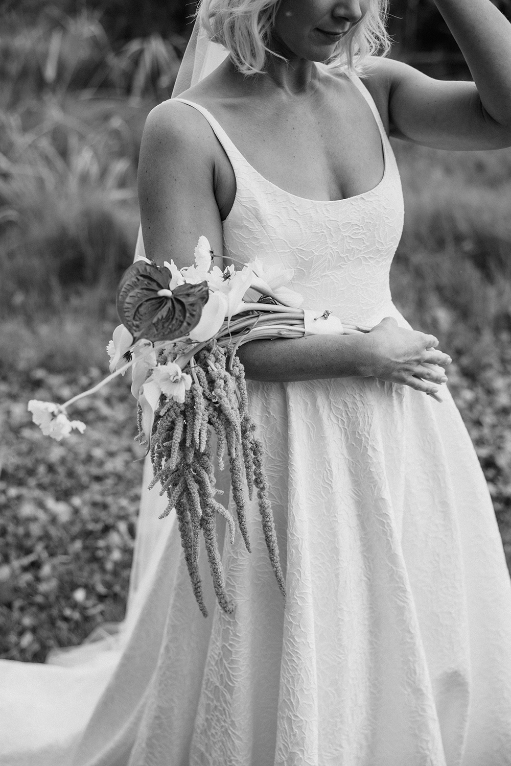 Natalie who previously had womanswear label 'Mina' always knew she would make her own wedding dress. Photo / Ana Galloway