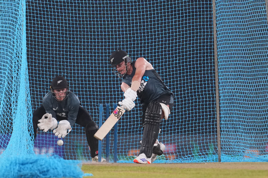Nathan Smith bats in the nets. Photo / Getty Images