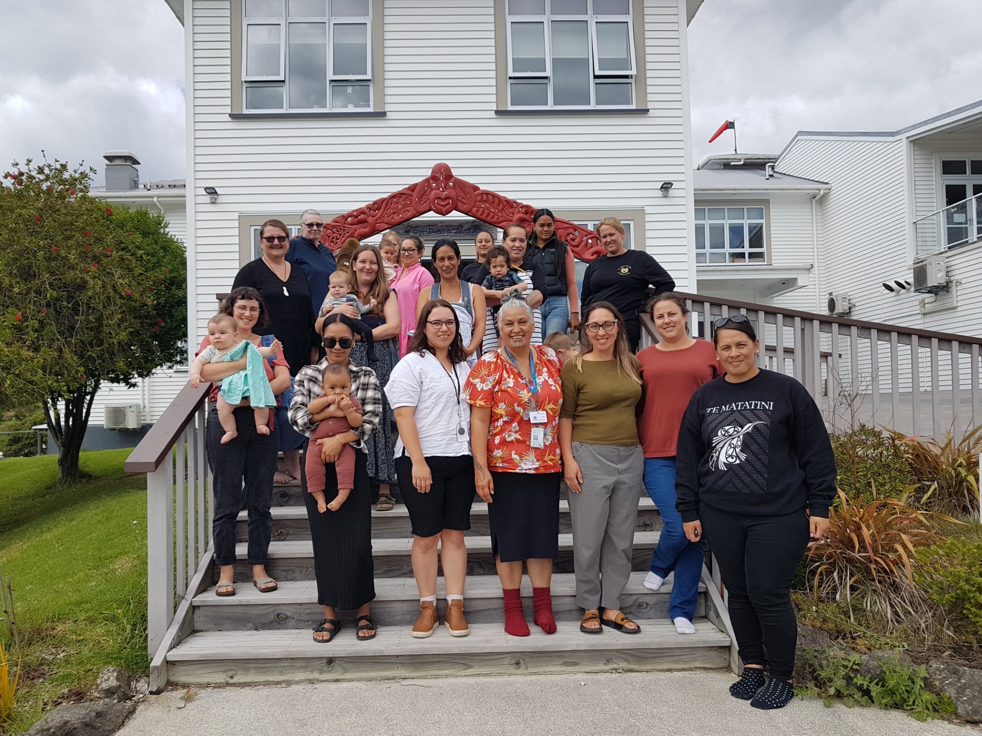 The expanded midwifery team at Hauora Hokianga’s Te Ao Mārāma and some of their clients.