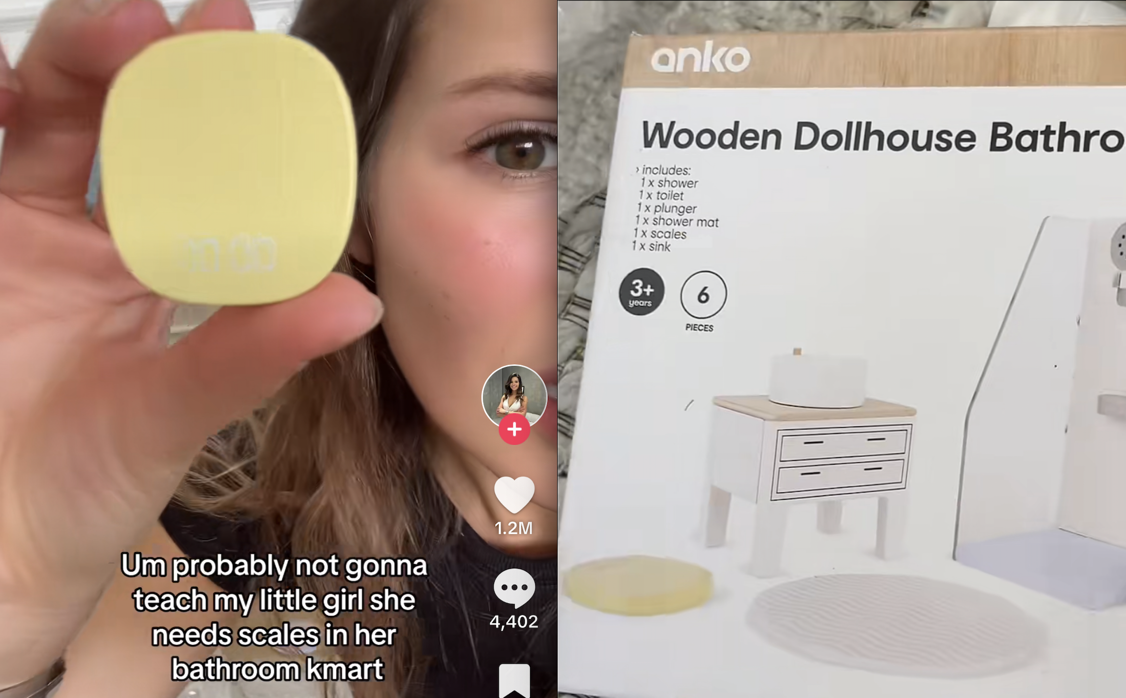 The small bathroom scales were included in the six-piece set. Photo / TikTok @simonenavybox