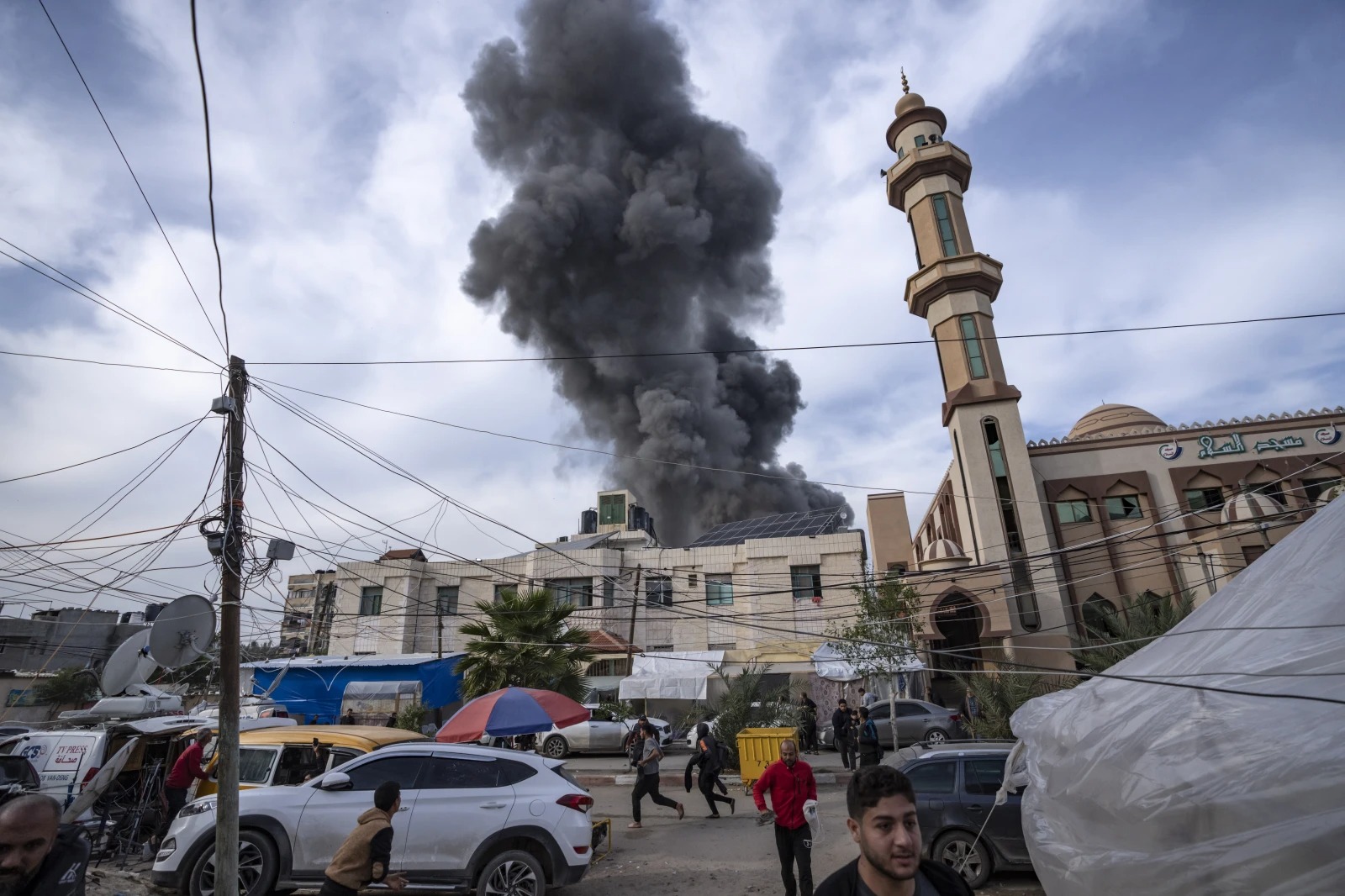 Smoke rises following an Israeli bombardment on Rafah, southern Gaza Strip. Photo / AP