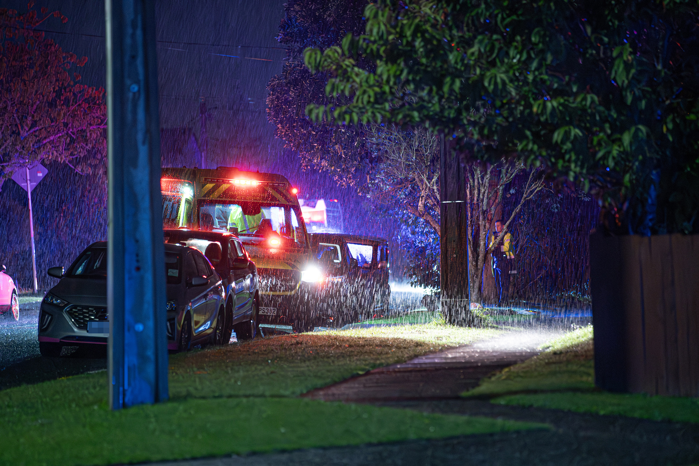 Emergency services were called to the accident in Te Atatū South about 7.05pm on Monday. Photo / Hayden Woodward