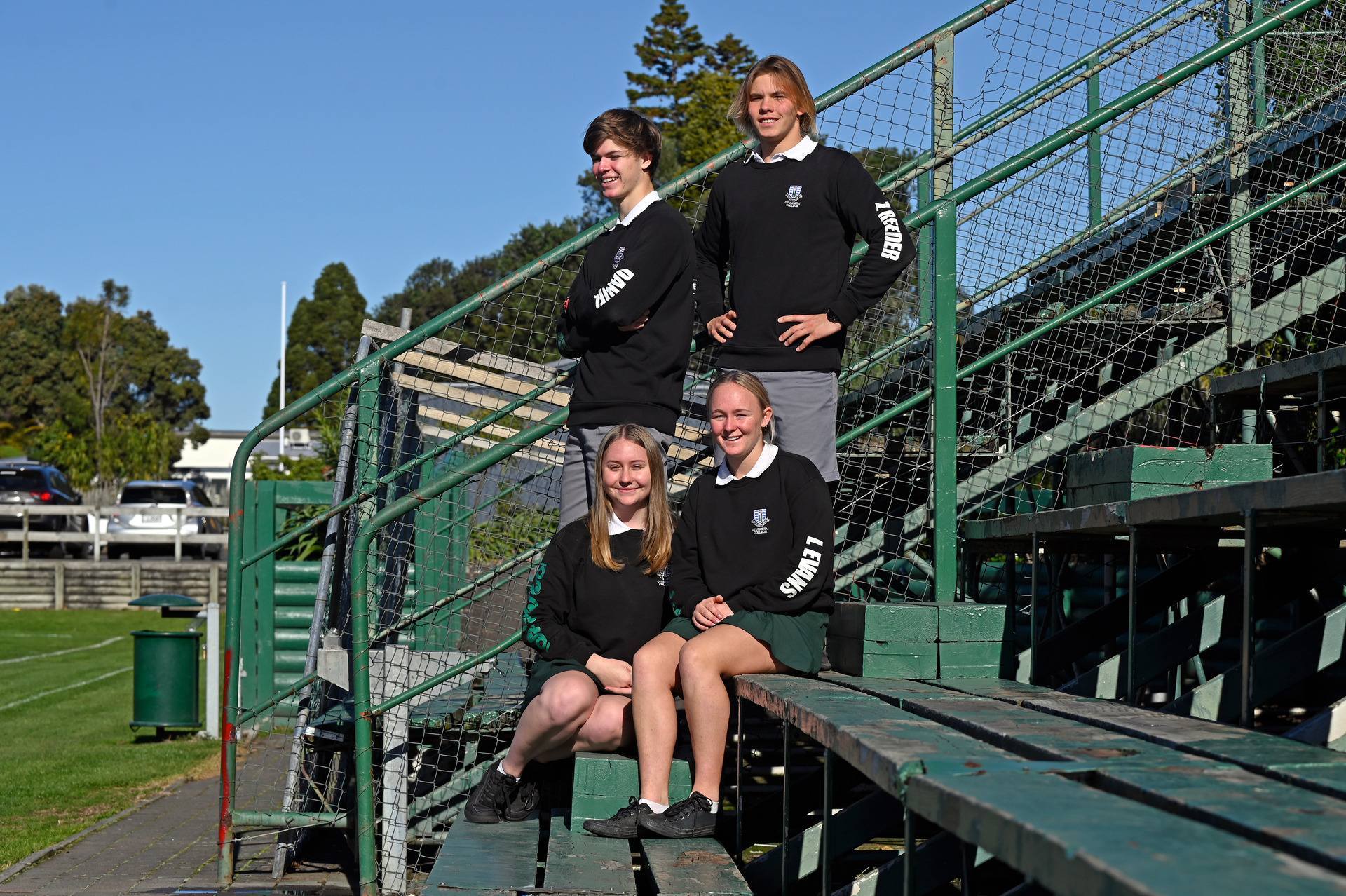 Otumoetai College students Daniel Weiss (left), Zach Reeder, Rose Mayhead and Lisa Evans. Photo / George Novak