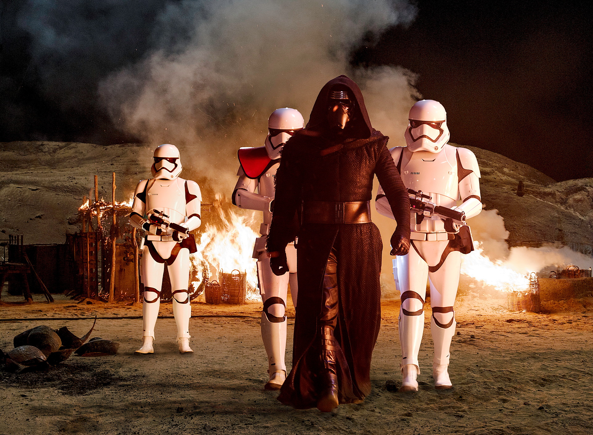 Kylo Ren (Adam Driver) with Stormtroopers in Star Wars: The Force Awakens. Photo / Supplied