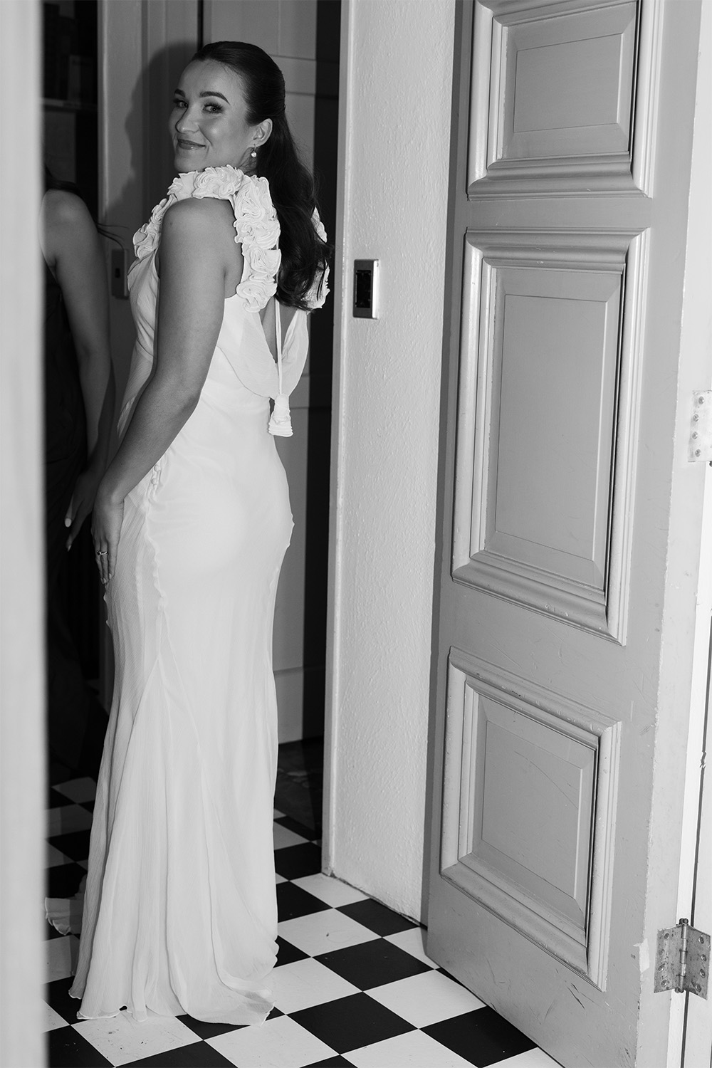 Emma Ritchie dons her second-hand reception dress. Photo / Ruby Jayne @loversbyrubyjayne