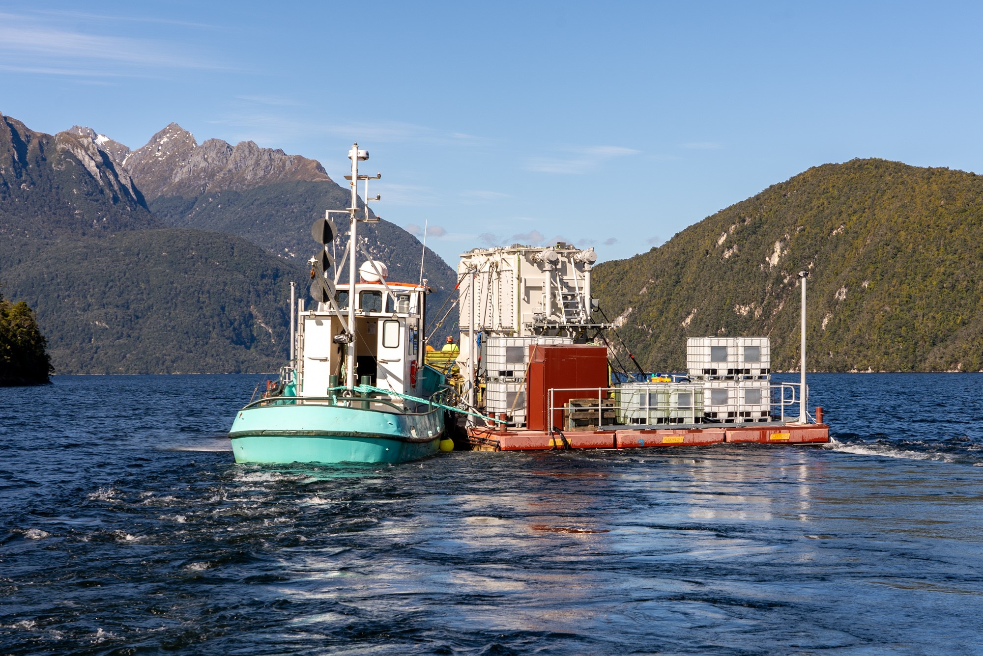 Meridian this year took delivery of a new 108-tonne transformer for its Manapōuri Power Station. The transformer had to travel from Bluff to Supply Bay, where it was barged across Lake Manapōuri to the station, where it was reversed down a 2km tunnel.