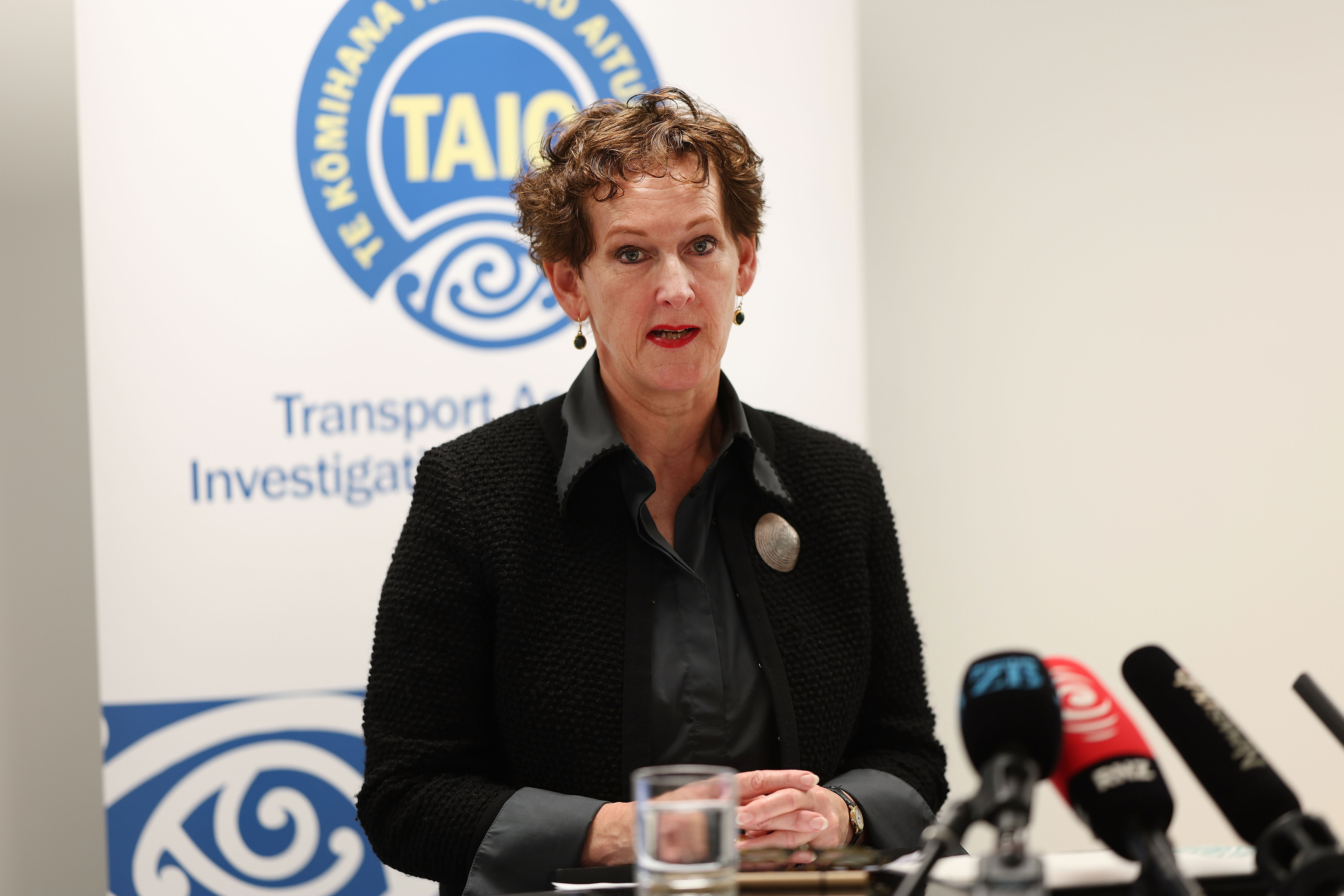 Transport Accident Investigation Commission chief commissioner Jane Meares speaks to media. Photo / Marty Melville