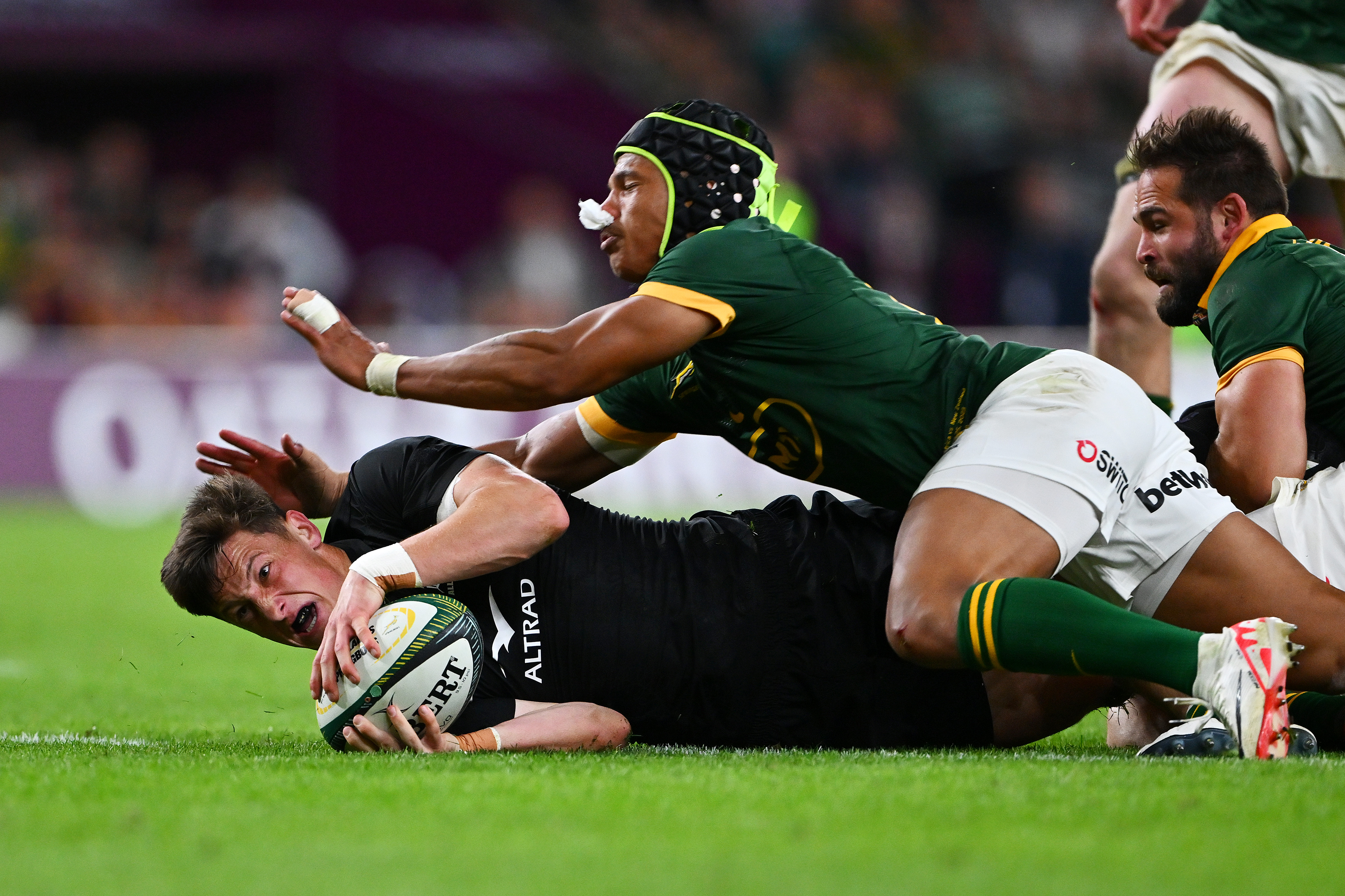 Cam Roigard's try was the only point at which All Blacks fans had any reason to celebrate. Photo / Getty Images