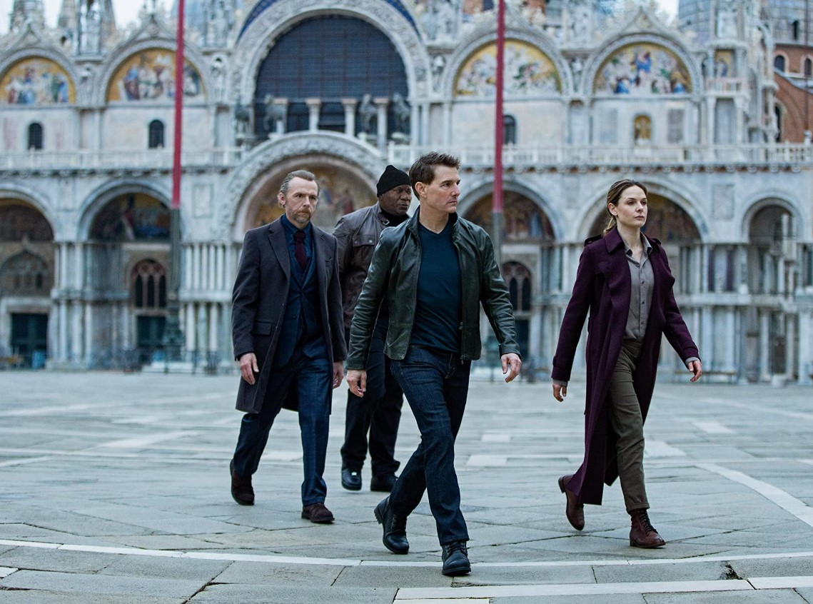 Tom Cruise, Ving Rhames, Rebecca Ferguson, and Simon Pegg in Mission: Impossible - Dead Reckoning Part One.