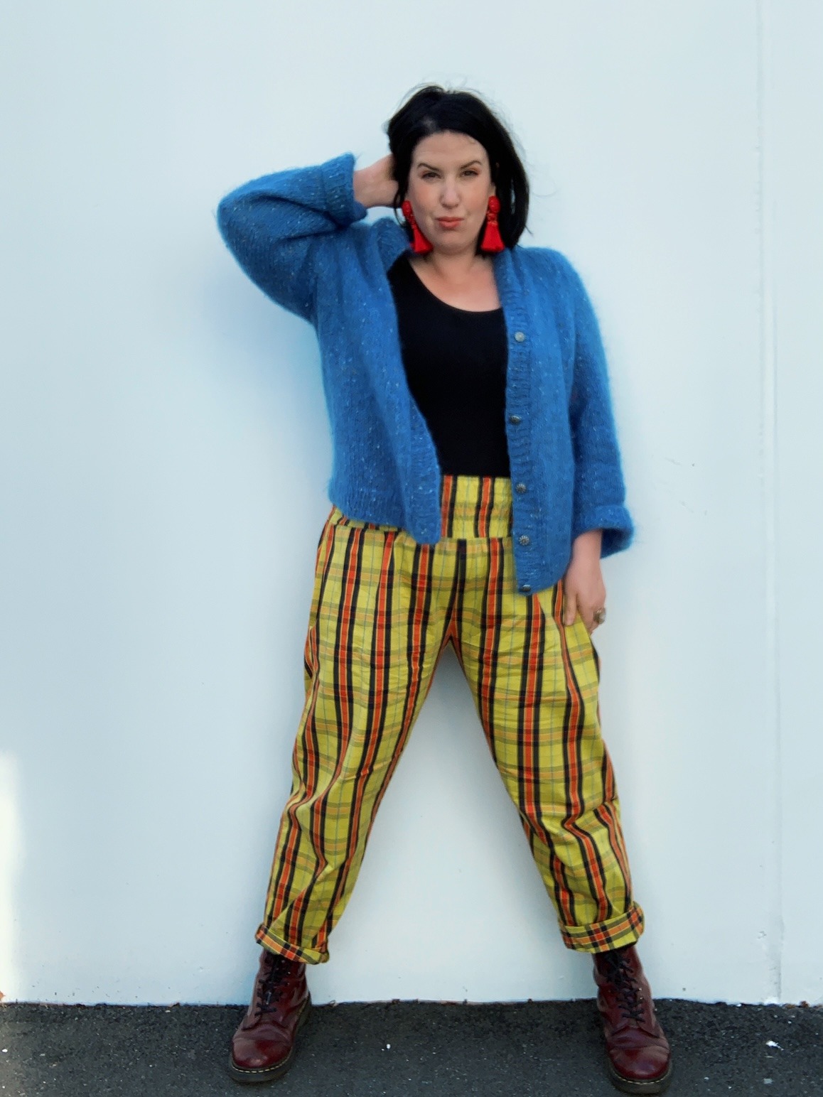Rupert the Bear pants, Paddington Bear cardi. Instragrammer and businesswoman Louise Sutherland says what you wear can influence how you are feeling. Today's vibe - jaunty. Photo / @bonjela_lawson