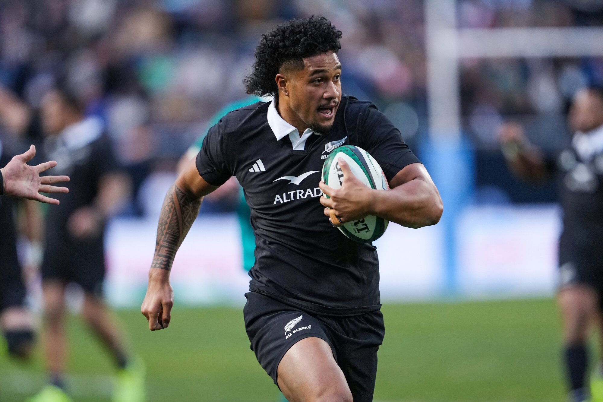 All Black Leicester Fainga'anuku on the charge against Ireland, in Chicago. Photo / Photosport