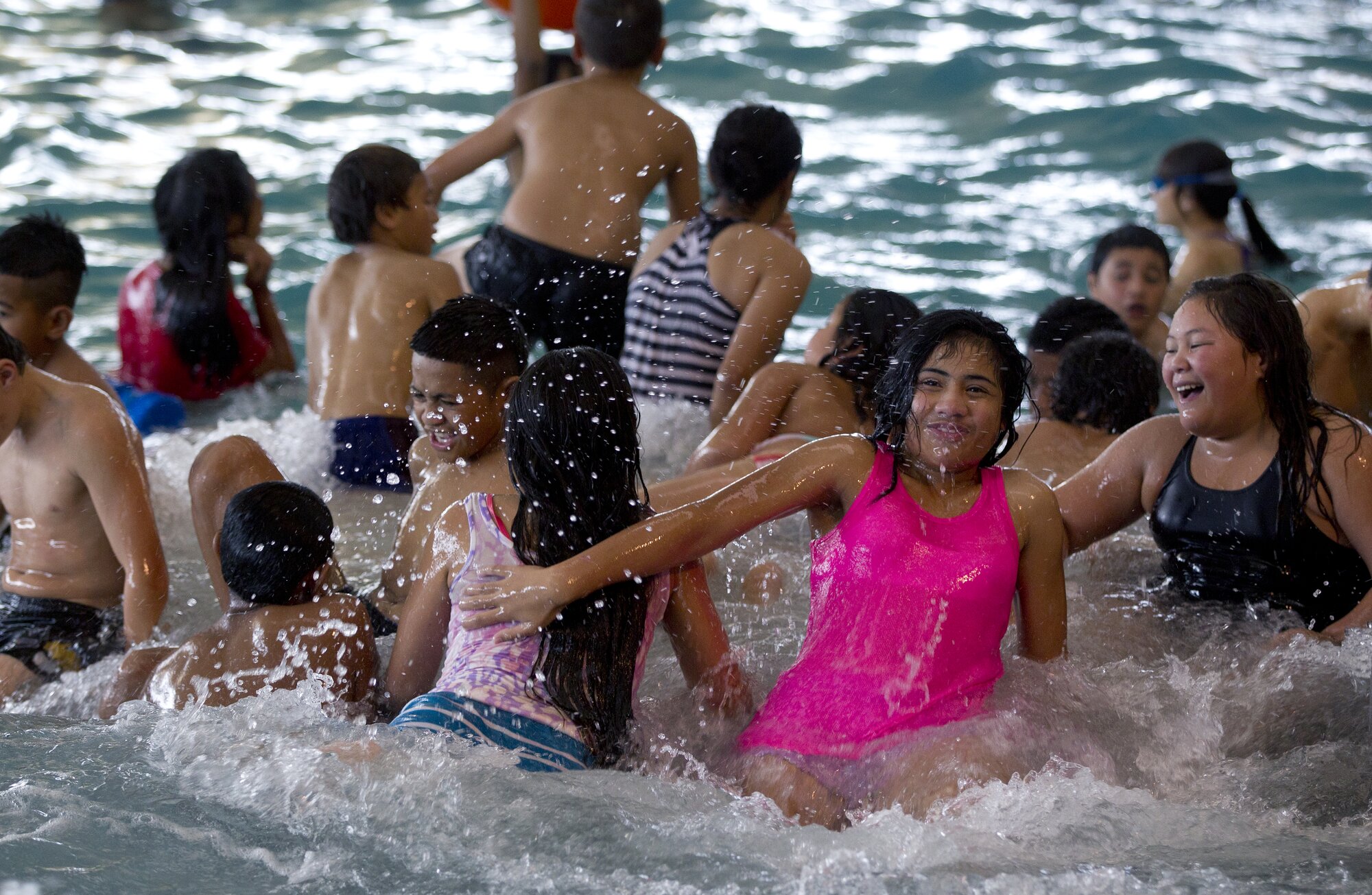 Kids just wanna have fun. In the water. Holiday action at the West Wave pool in Henderson. Photo / Sarah Ivey