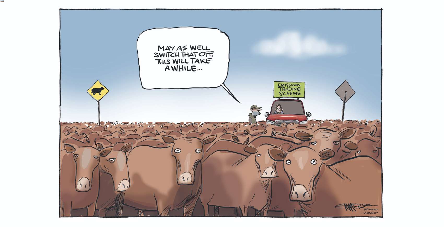 The Luxon government confirms they will keep the farming sector out of the Emissions Trading Scheme, and will amend the Climate Change Response Act to remove agriculture. Rod Emmerson 13/06/24