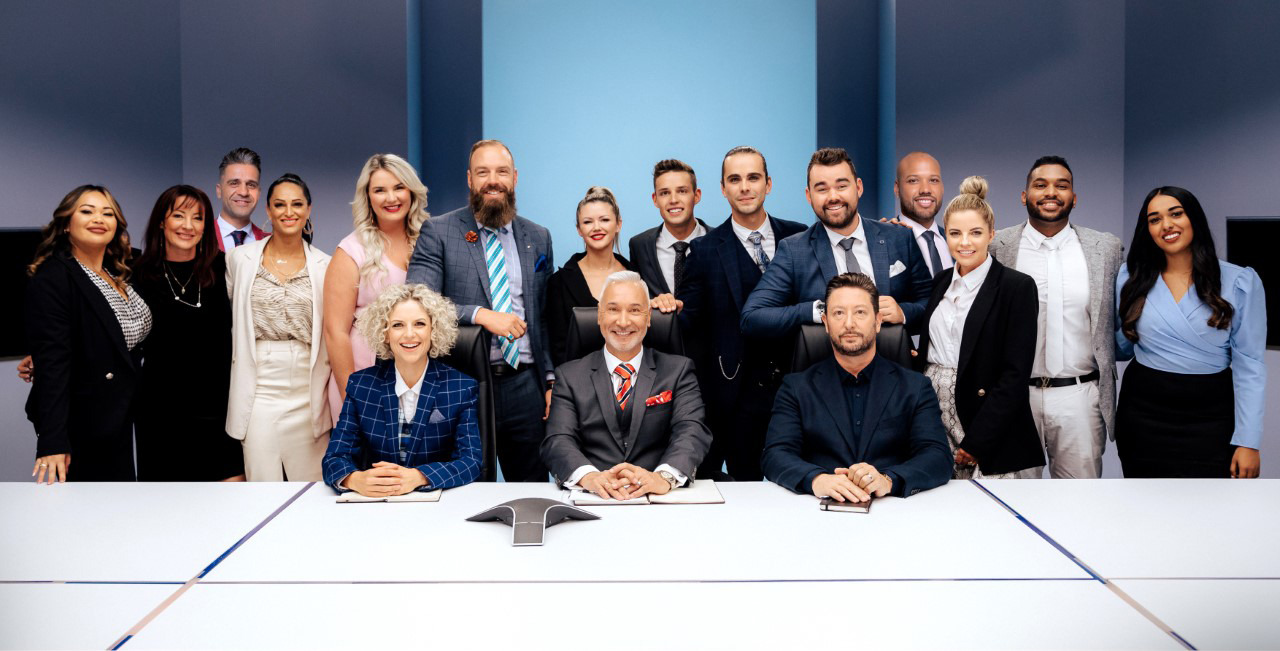 The Apprentice New Zealand Back Row Candidates: Vanessa Goodson, Kyria Warren, Bari Samadi, Shardae Mitha, Erna Basson, Mike Wilson, Nicola Spicer Kennedy Anderson, Stephen McDowell, Tony 