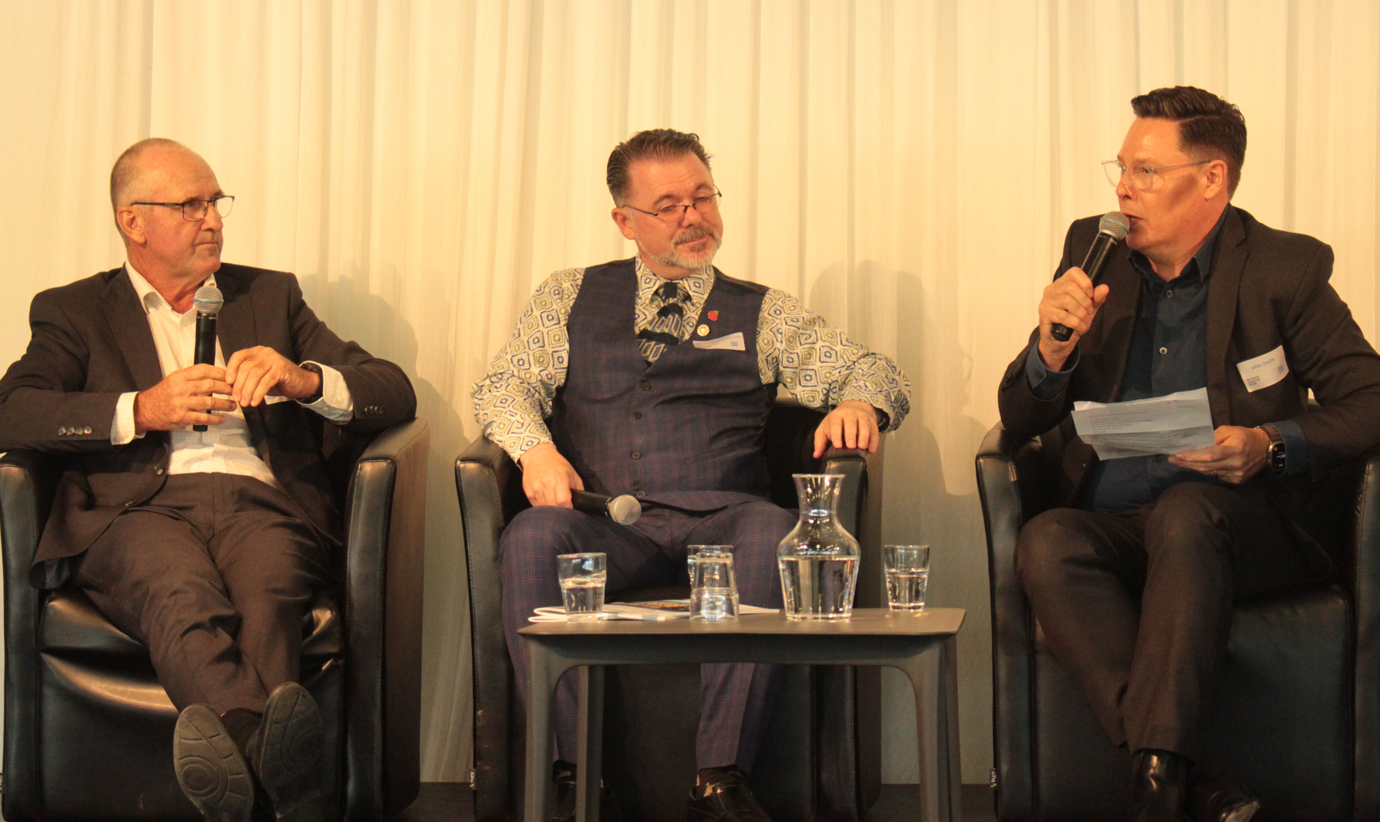 Tuesday's panel discussion included Marsden Maritime Holdings chair Murray Jagger, Whangārei mayor Vince Cucurullo and Northland Corporate Group secretary Julian Smith, who all agreed on the need for the Northern Expressway to unlock economic growth in the region. Photo / Denise Piper