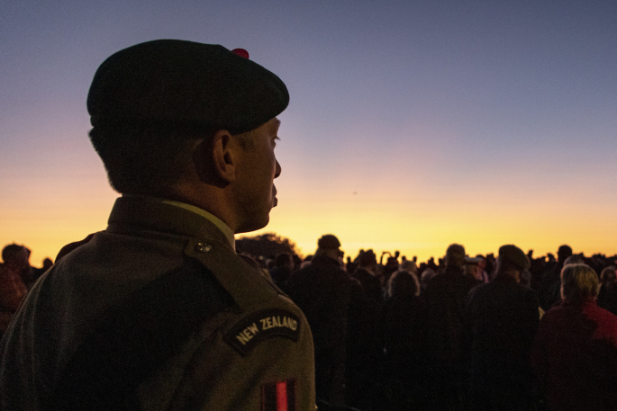 Anzac Day dawn at Mt Maunganui. Photo / Alex Cairns