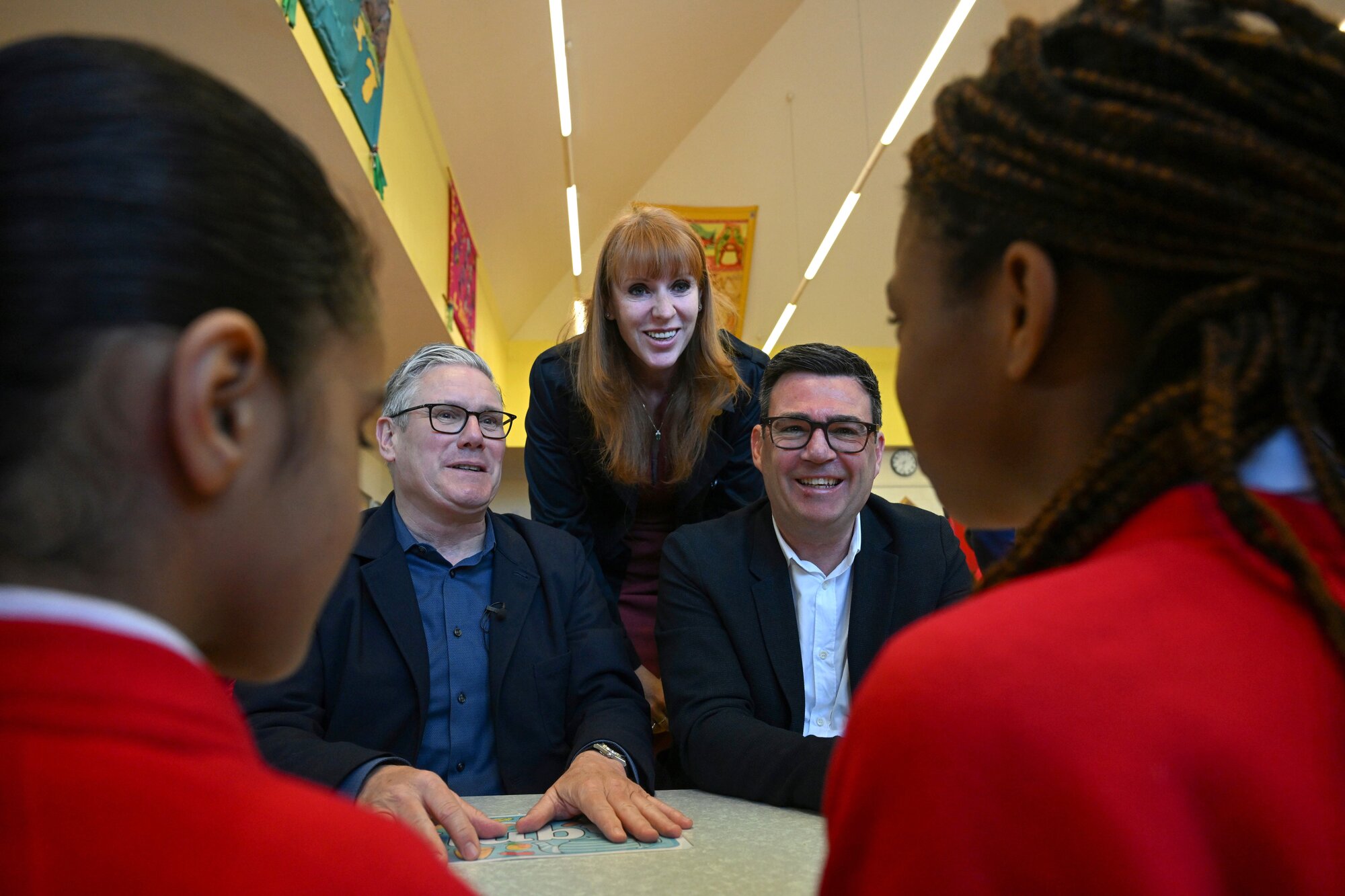 Prime Minister Keir Starmer of Britain, former deputy prime minister Angela Rayner and Burnham in Ashton-under-Lyne, England, in April. Photo / Getty Images