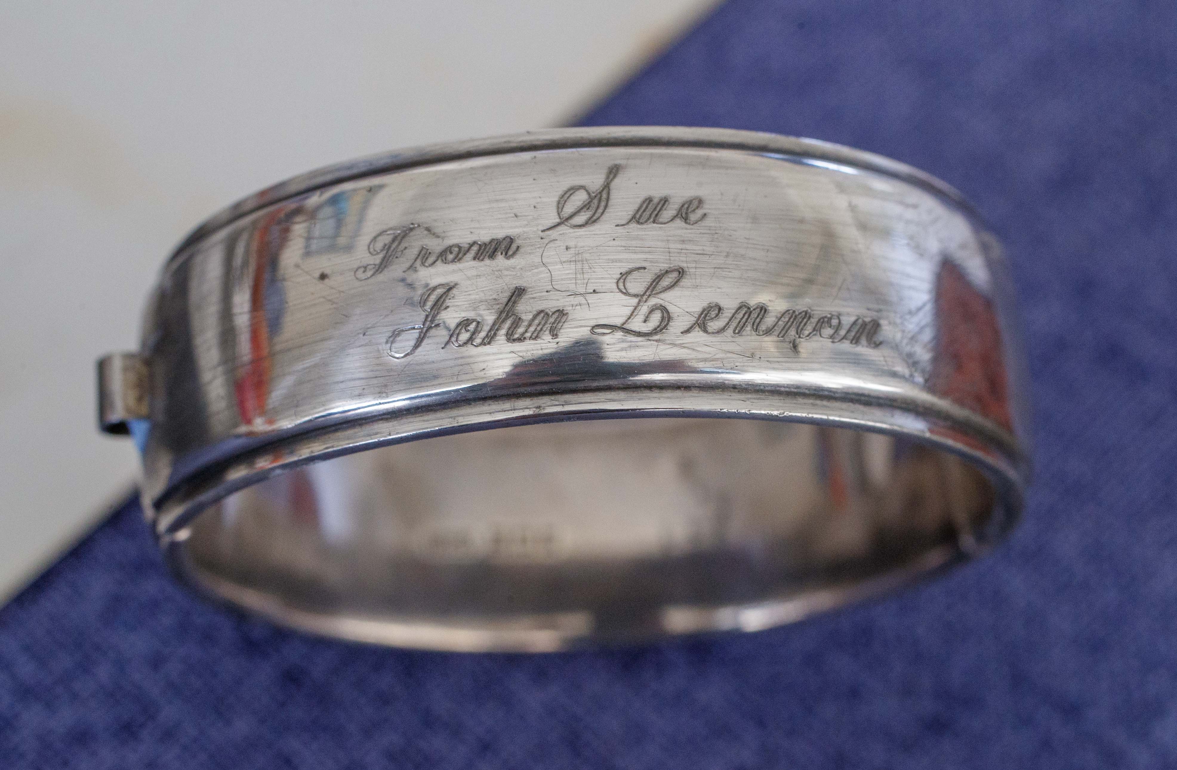 A bangle gifted by John Lennon to his Kiwi cousin Sue Snaddon. Photo / Mark Mitchell