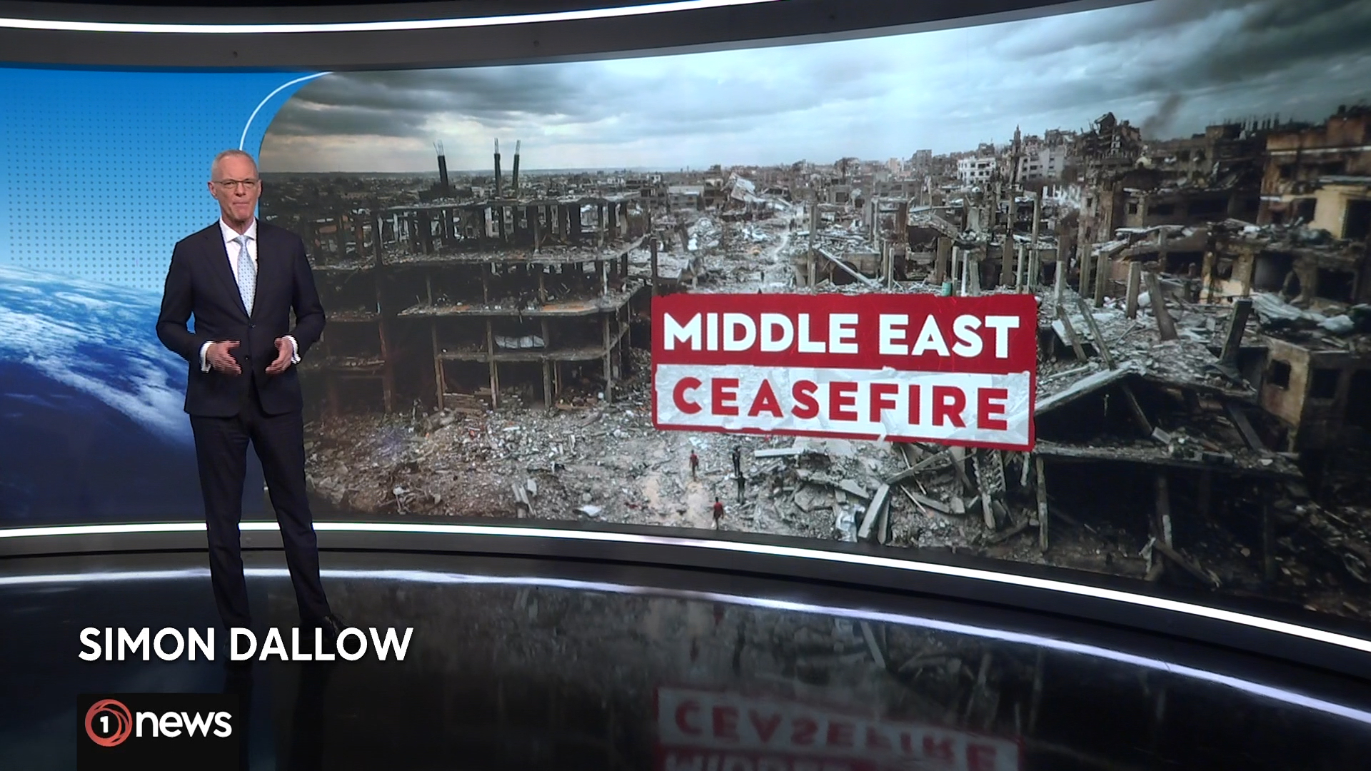 Simon Dallow has been back on screen this week after a personal holiday to Europe. Photo / TVNZ screengrab