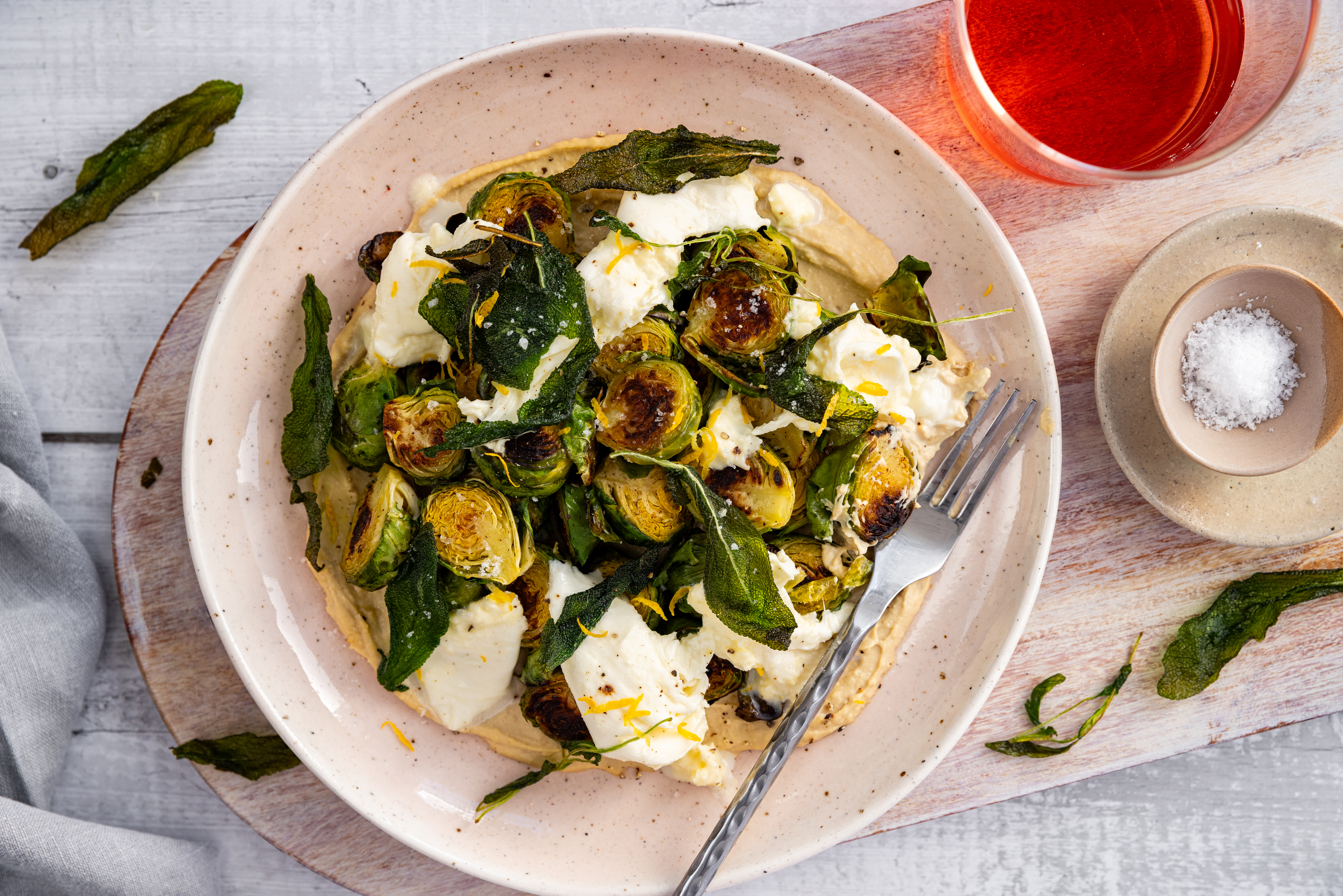 Pan-fried sage supplies crisp texture and strong aromatics to this side serving. Photo / Babiche Martens