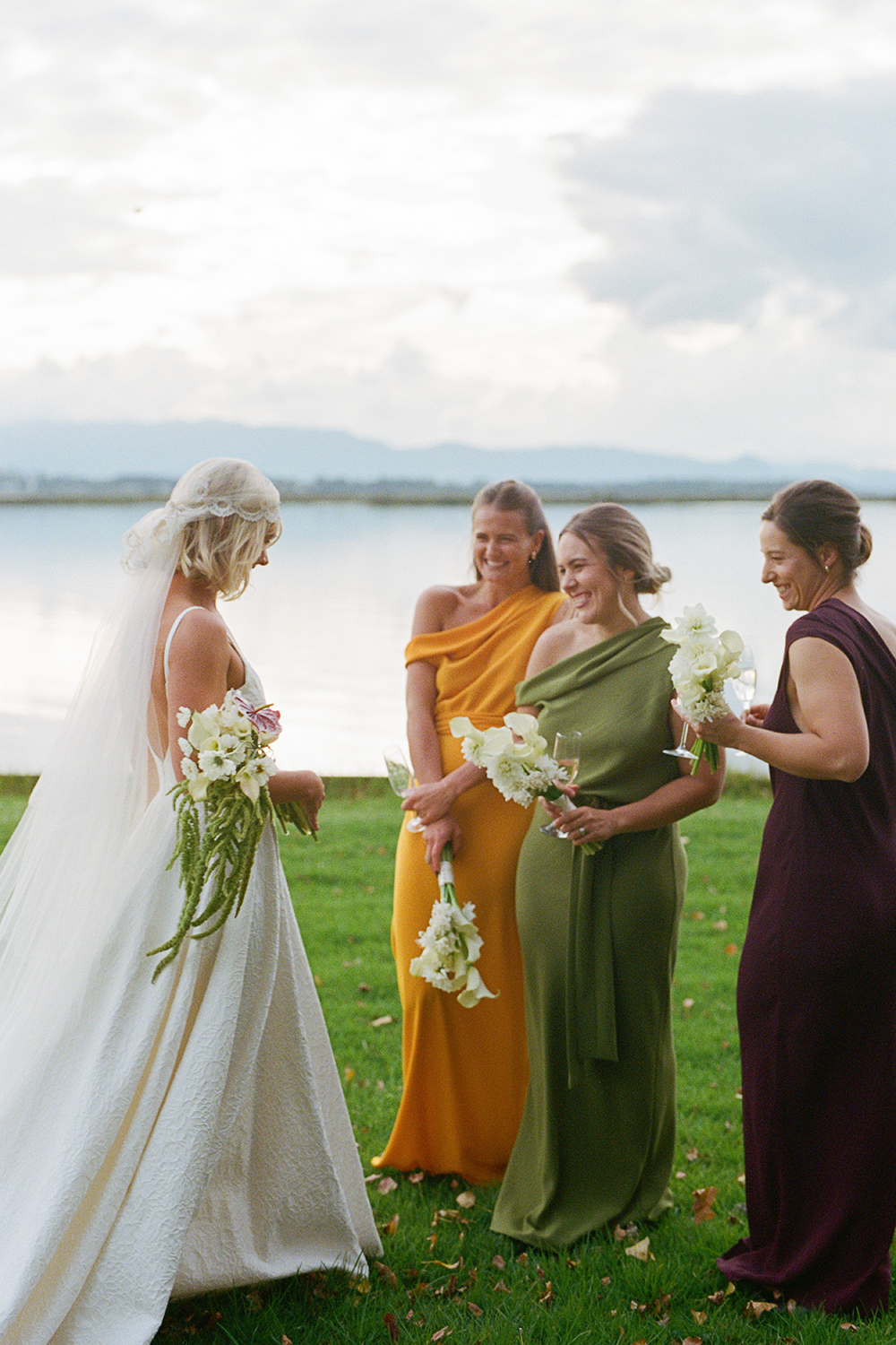 Natalie also made the bridesmaids' dresses. which were all original Mina designs. Photo / Ana Galloway