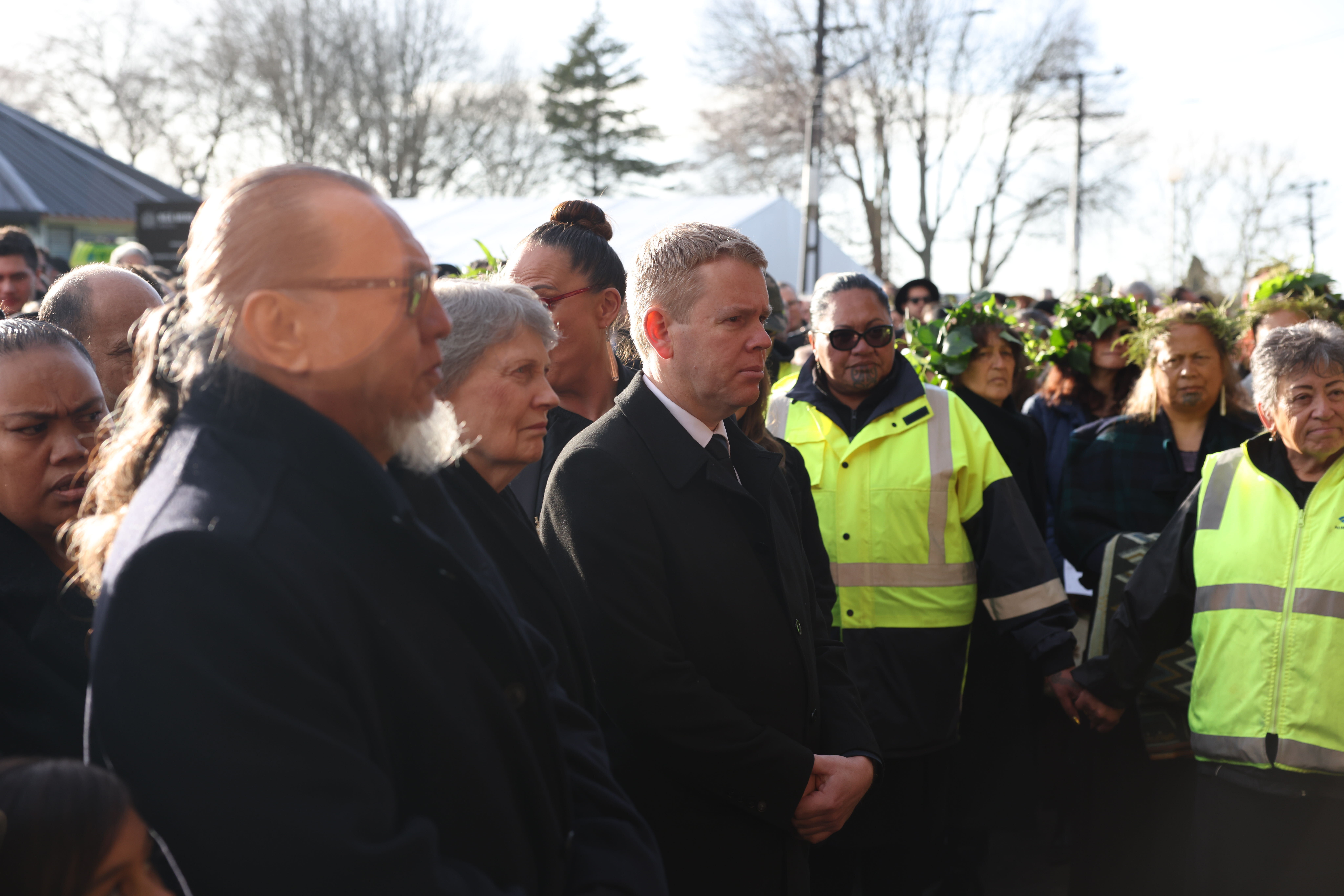 Political leaders are visiting Tūrangawaewae Marae in Ngāruawāhia today to pay their respects to Kīngi Tūheitia and his whānau include former Prime Minister Helen Clark, as well as party leaders Chris Hipkins. Photo / Mike Scott