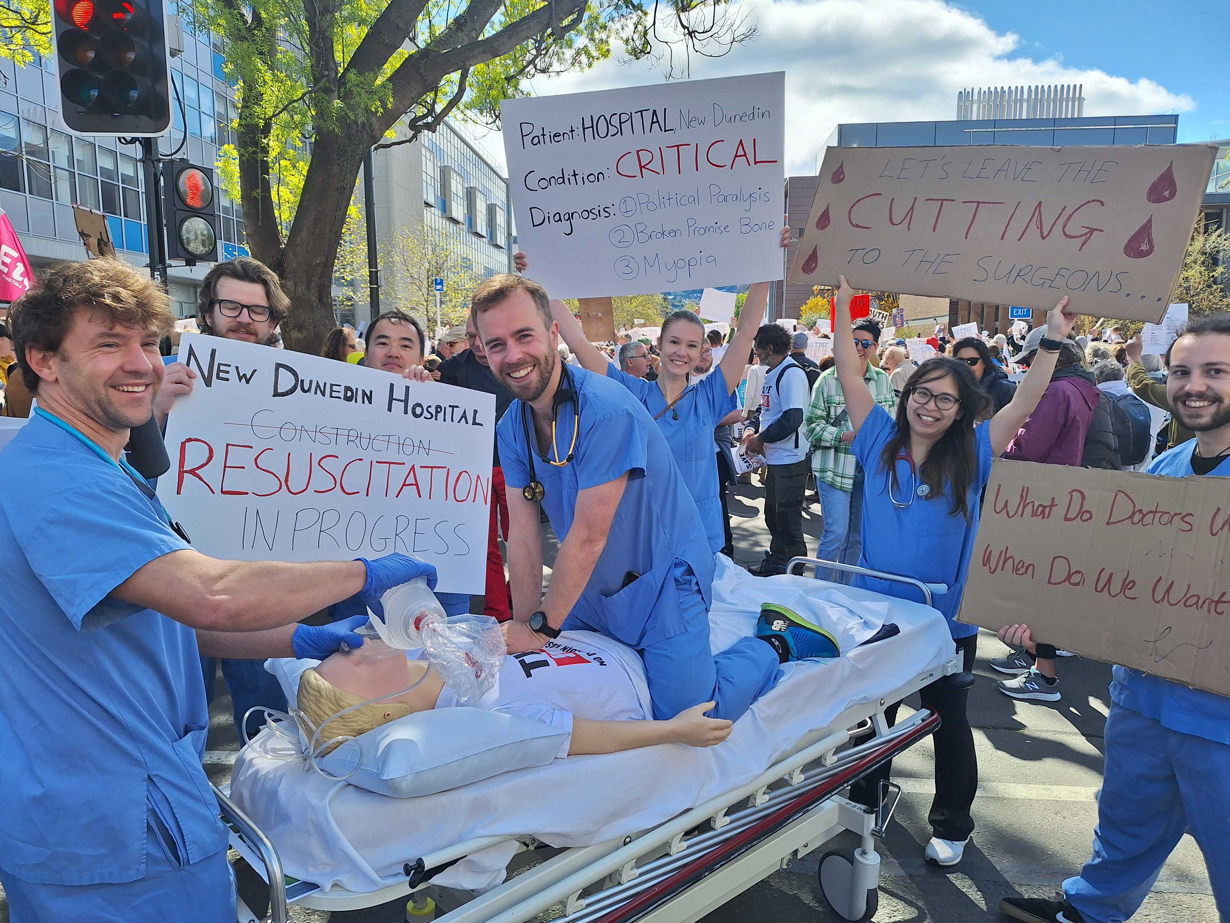 Doctors and nurses from Dunedin hospital. Photo / Ben Tomsett