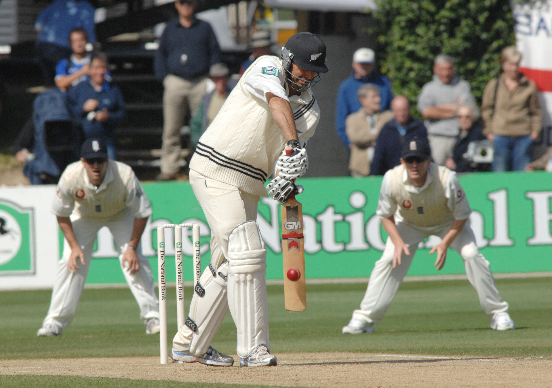 Stephen Fleming bats against England in the second innings on the fourth day of the second international cricket test, Basin Reserve, Wellington in 2008. Photo / NZPA
