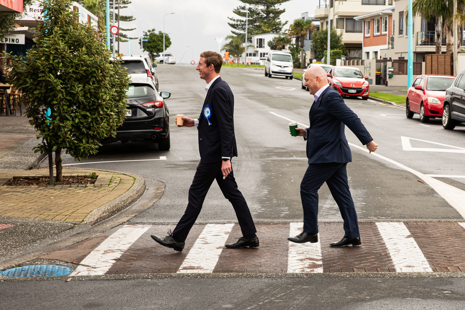 Turning the page: National Party leader Christopher Luxon with Tauranga candidate Sam Uffindell. Photo / Mead Norton 