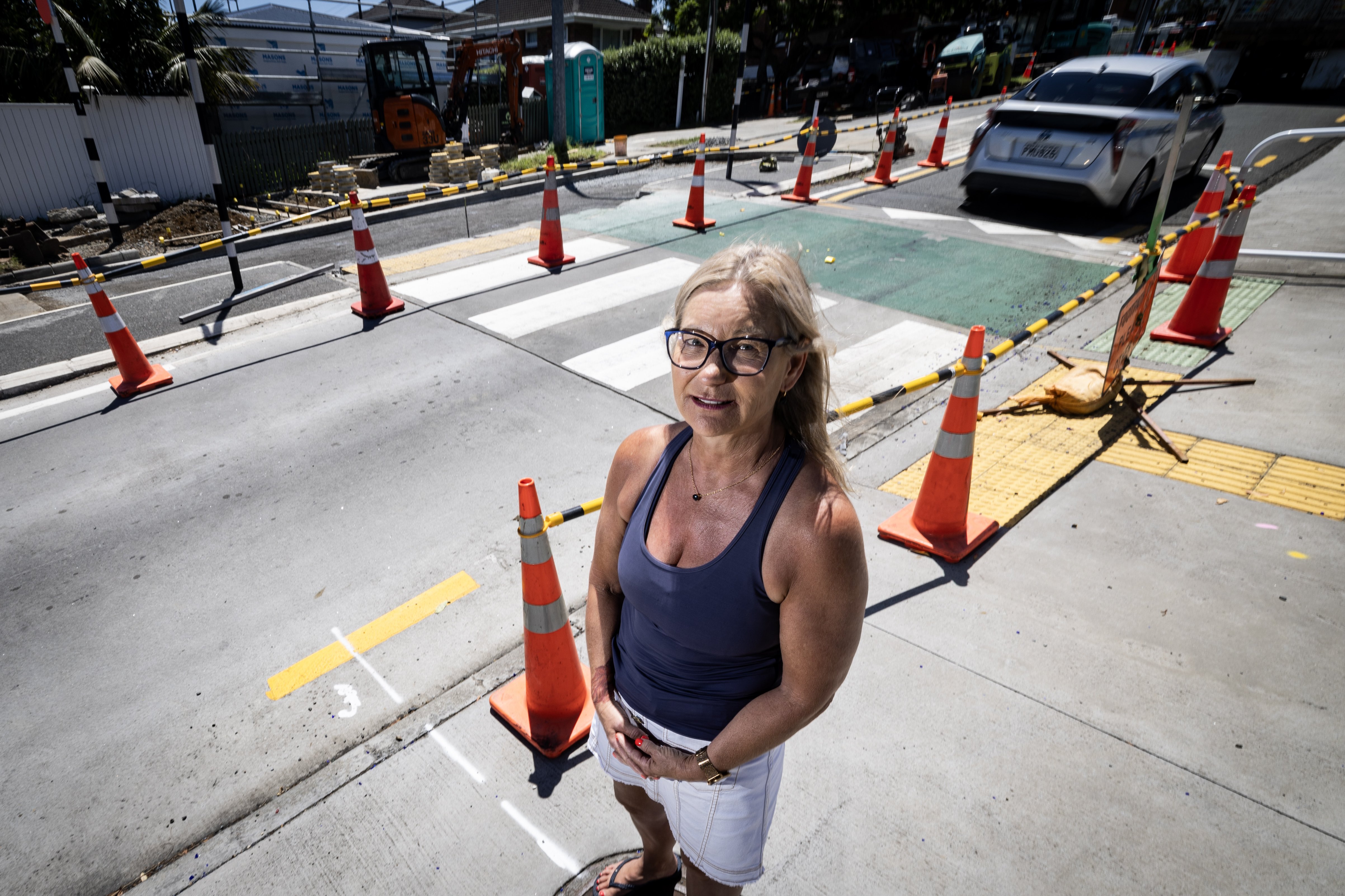 Nina Kristensen outside the Hayr Rd pedestrian crossing that has been a 