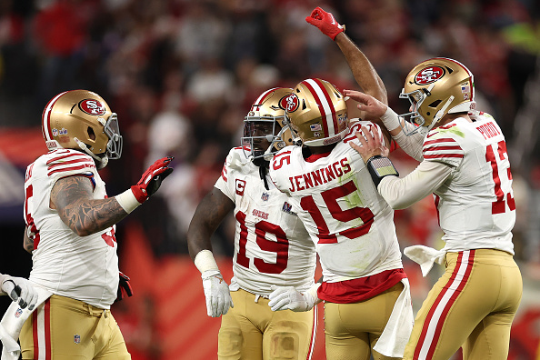 Jauan Jennings threw for a touchdown and scored one for the 49ers. Photo / Getty Images