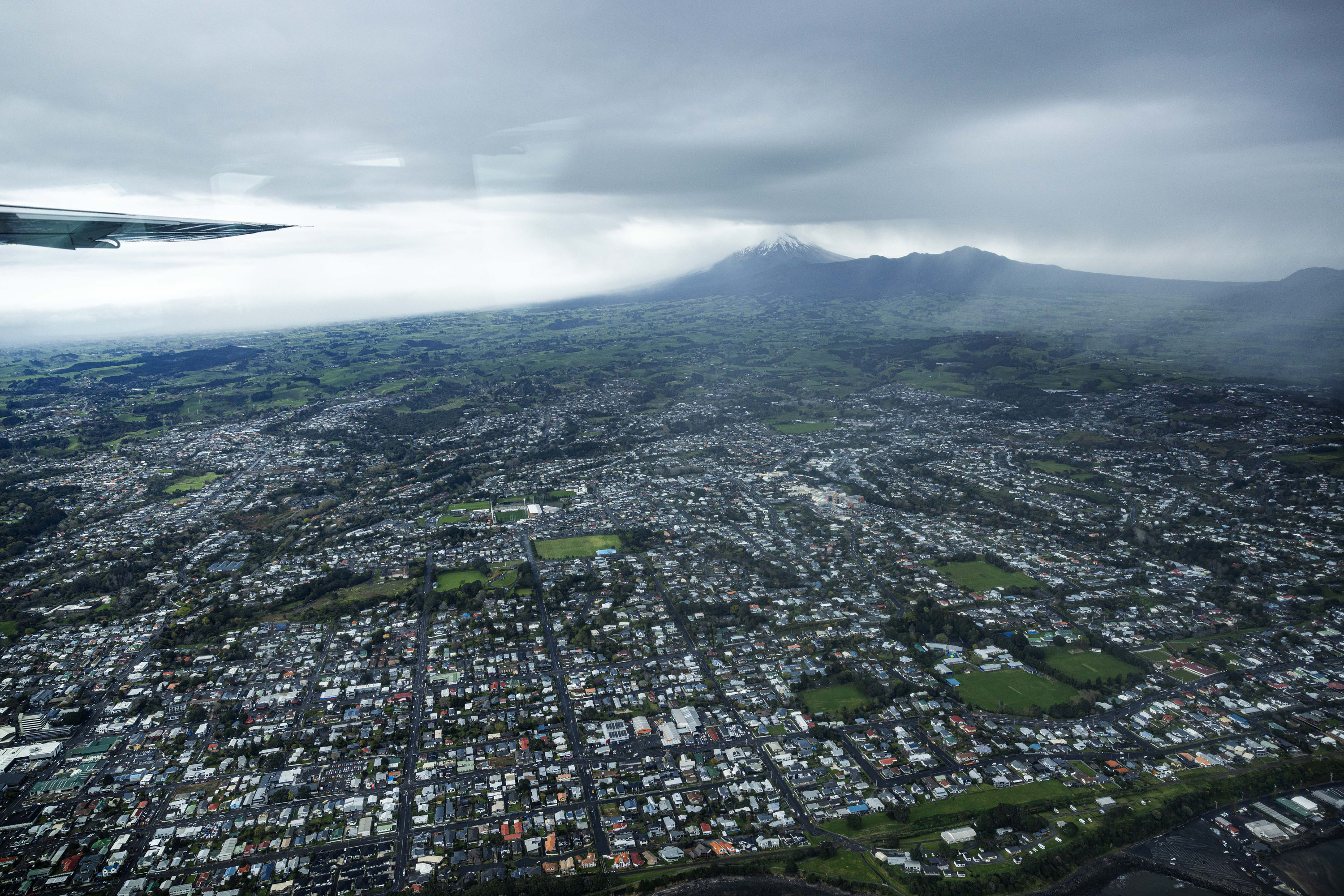 The view of New Plymouth from David Seymour's plane. Photo / Mike Scott