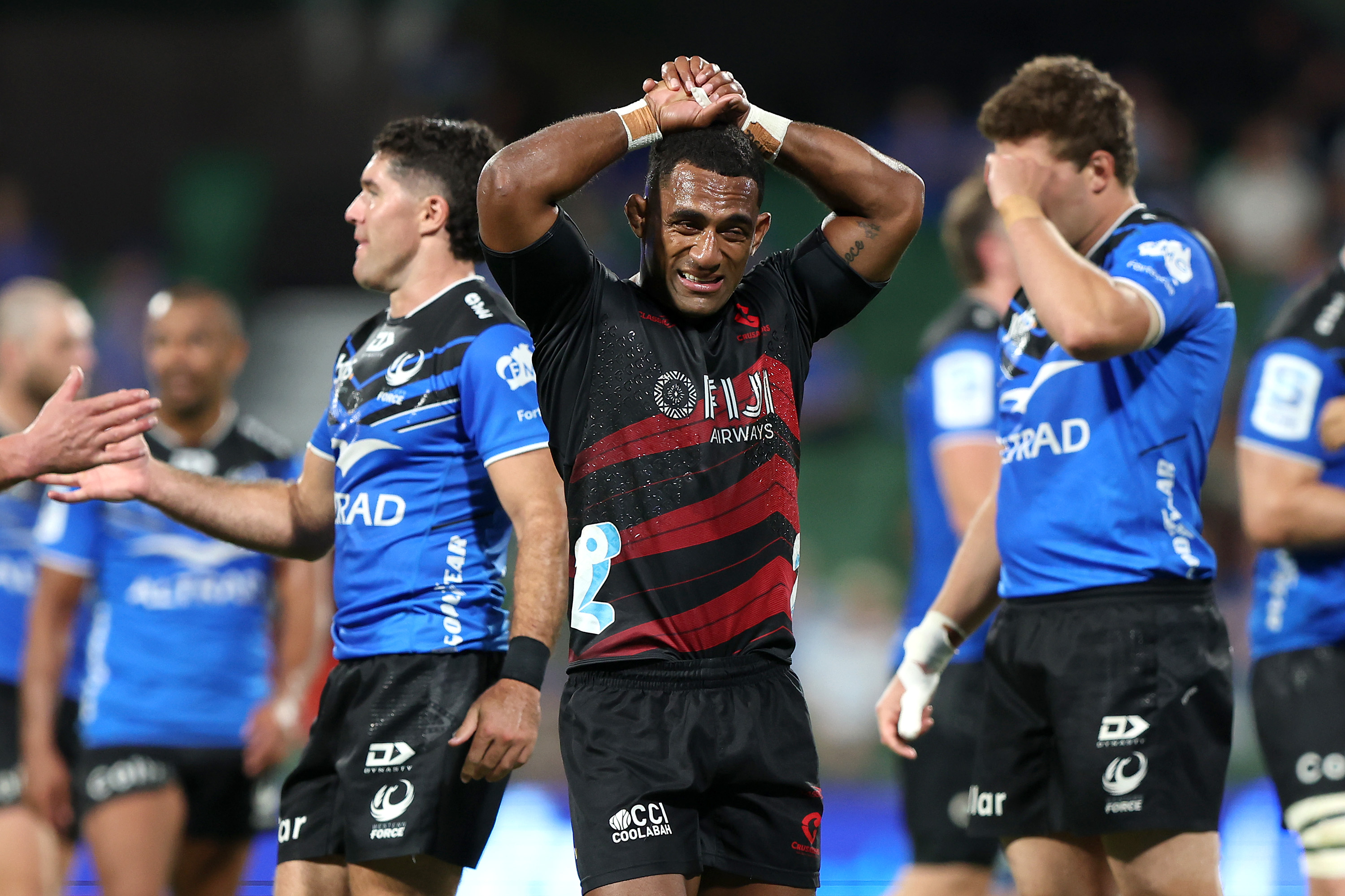 Sevu Reece reacts in the Crusaders' loss to the Western Force. Photo / Getty Images